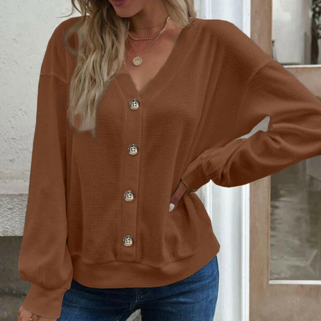 V-Neck Dropped Shoulder Blouse-Krush Kandy, Women's Online Fashion Boutique Located in Phoenix, Arizona (Scottsdale Area)