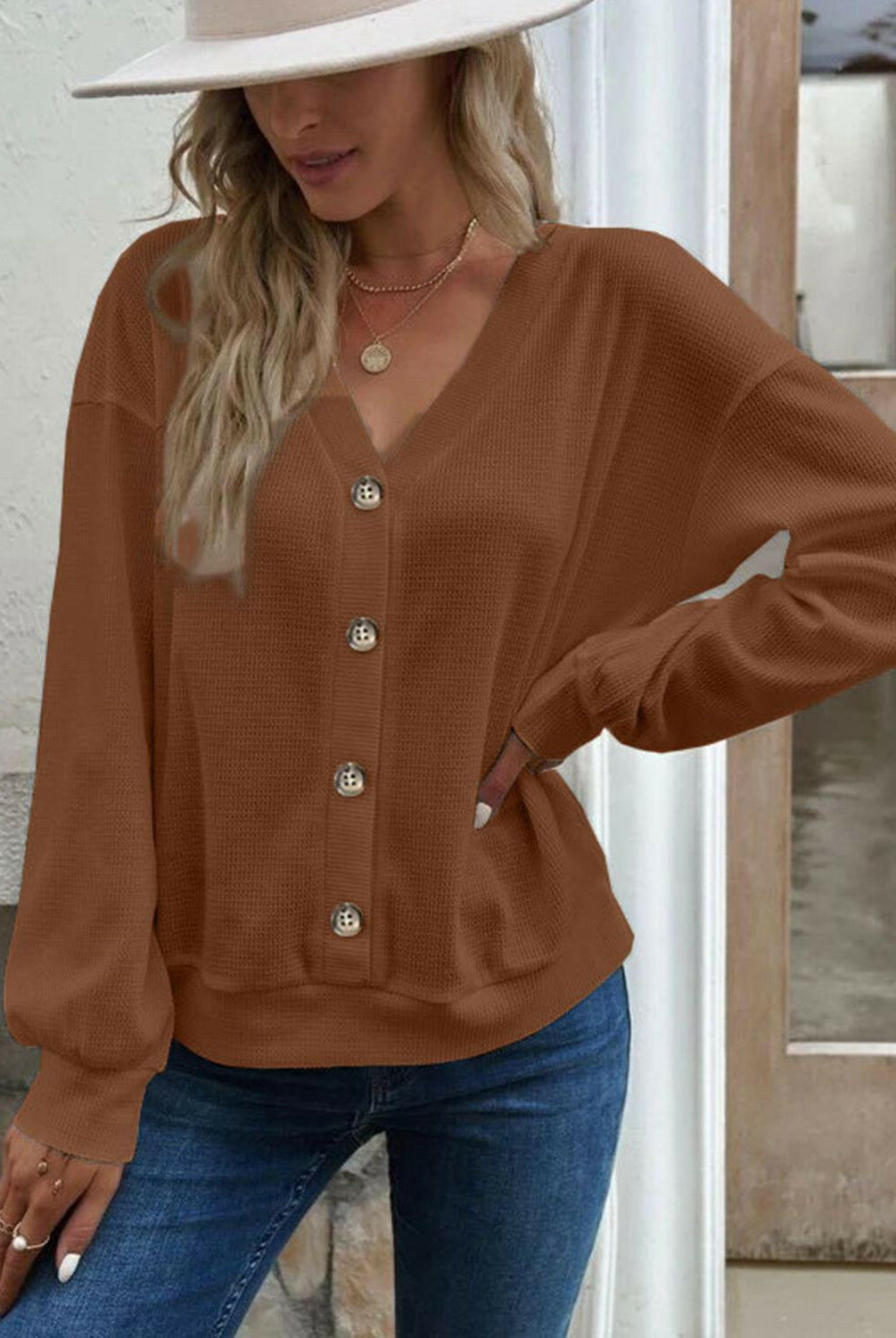 V-Neck Dropped Shoulder Blouse-Krush Kandy, Women's Online Fashion Boutique Located in Phoenix, Arizona (Scottsdale Area)