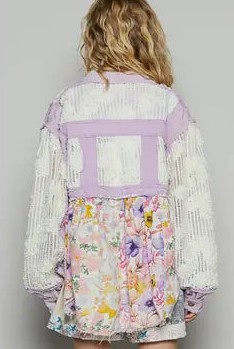 POL Balloon Sleeve A-Line Twill Woven Floral Jacket-Jackets-Krush Kandy, Women's Online Fashion Boutique Located in Phoenix, Arizona (Scottsdale Area)