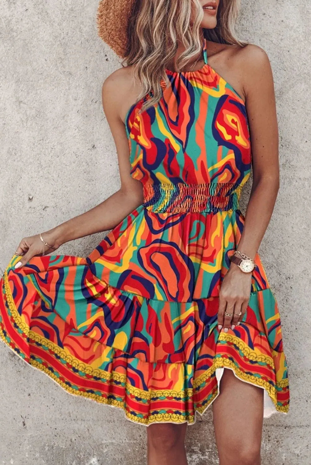 Paisley Print Halter Neck Mini Dress-Krush Kandy, Women's Online Fashion Boutique Located in Phoenix, Arizona (Scottsdale Area)