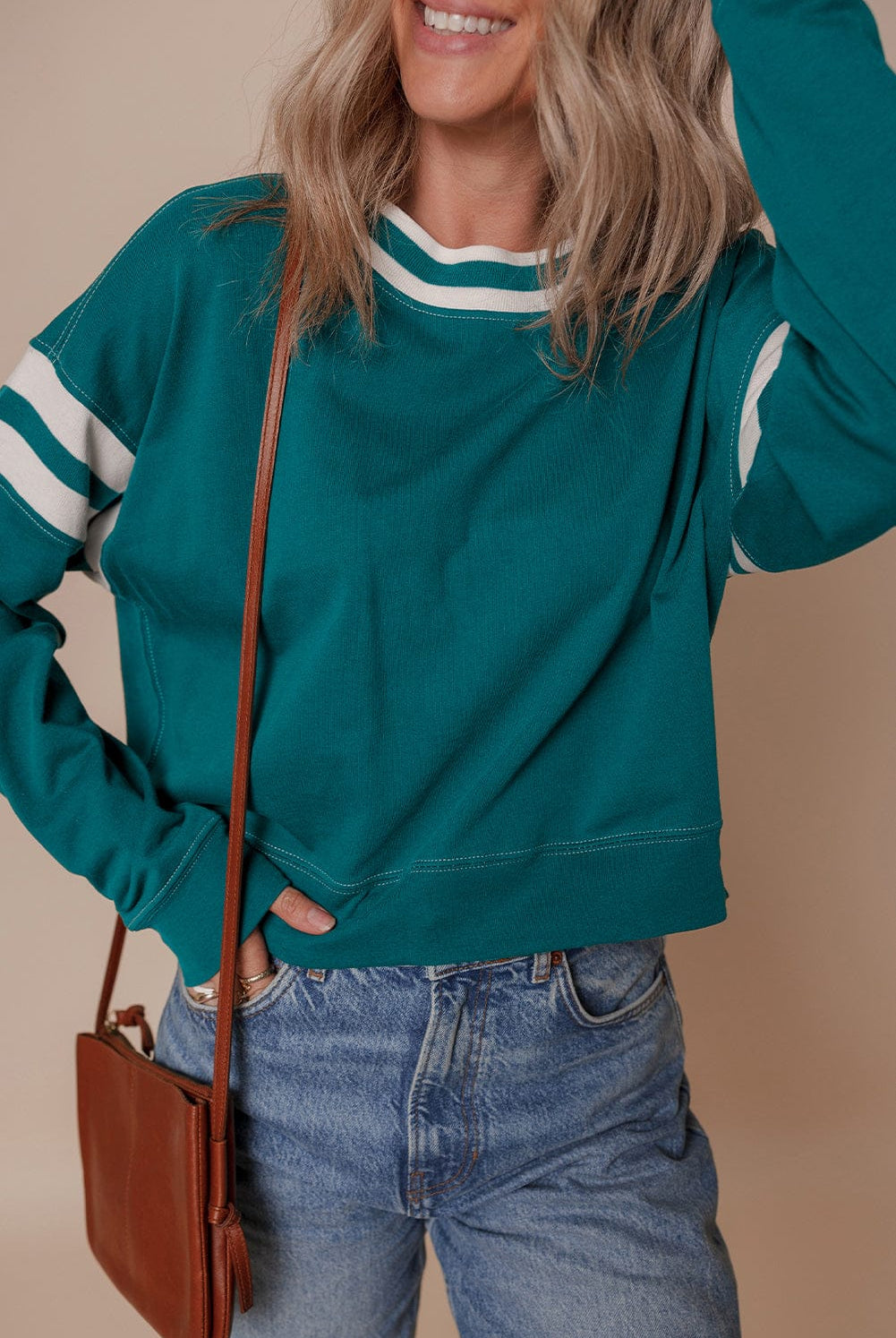 Varsity Stripe Pullover-Tops-Krush Kandy, Women's Online Fashion Boutique Located in Phoenix, Arizona (Scottsdale Area)
