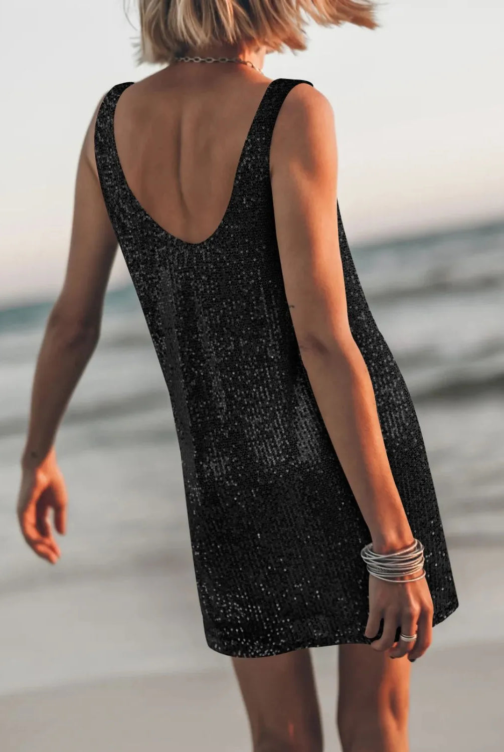 Sequin Scoop Neck Mini Dress-Dresses-Krush Kandy, Women's Online Fashion Boutique Located in Phoenix, Arizona (Scottsdale Area)