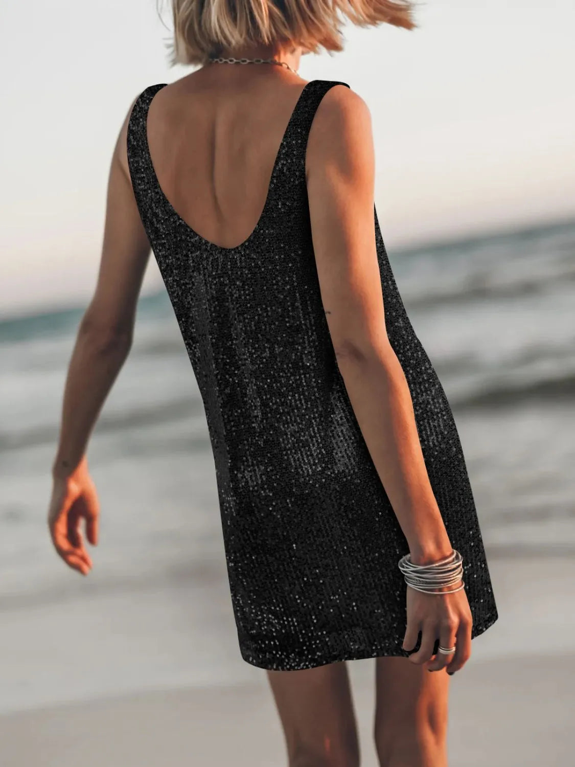 Sequin Scoop Neck Mini Dress-Dresses-Krush Kandy, Women's Online Fashion Boutique Located in Phoenix, Arizona (Scottsdale Area)