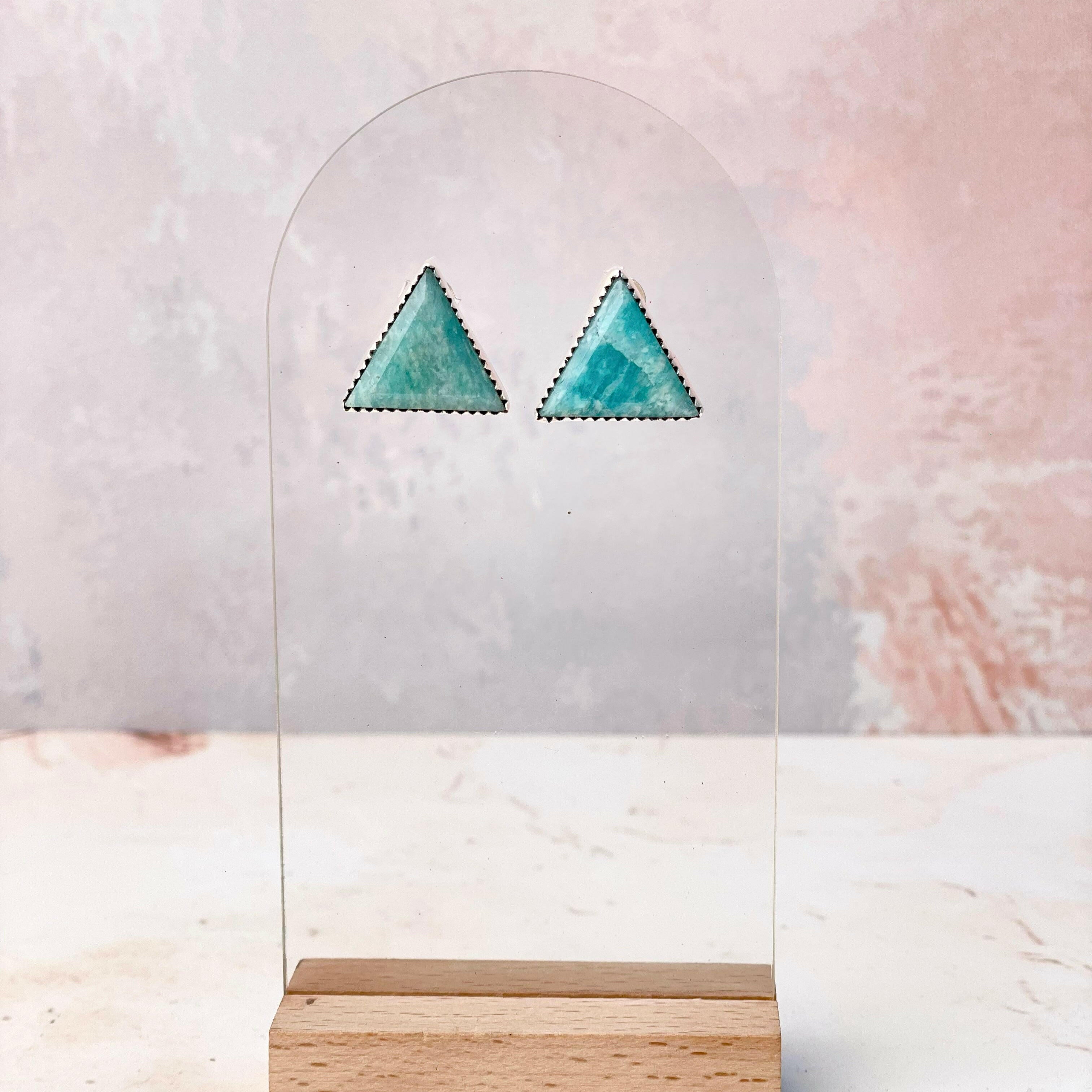 Tiffany's Triangle Single Stone Studs-Earrings-Krush Kandy, Women's Online Fashion Boutique Located in Phoenix, Arizona (Scottsdale Area)