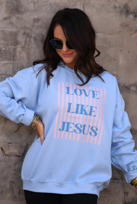 Love Like Jesus Sweatshirt-Graphic Tees-Krush Kandy, Women's Online Fashion Boutique Located in Phoenix, Arizona (Scottsdale Area)