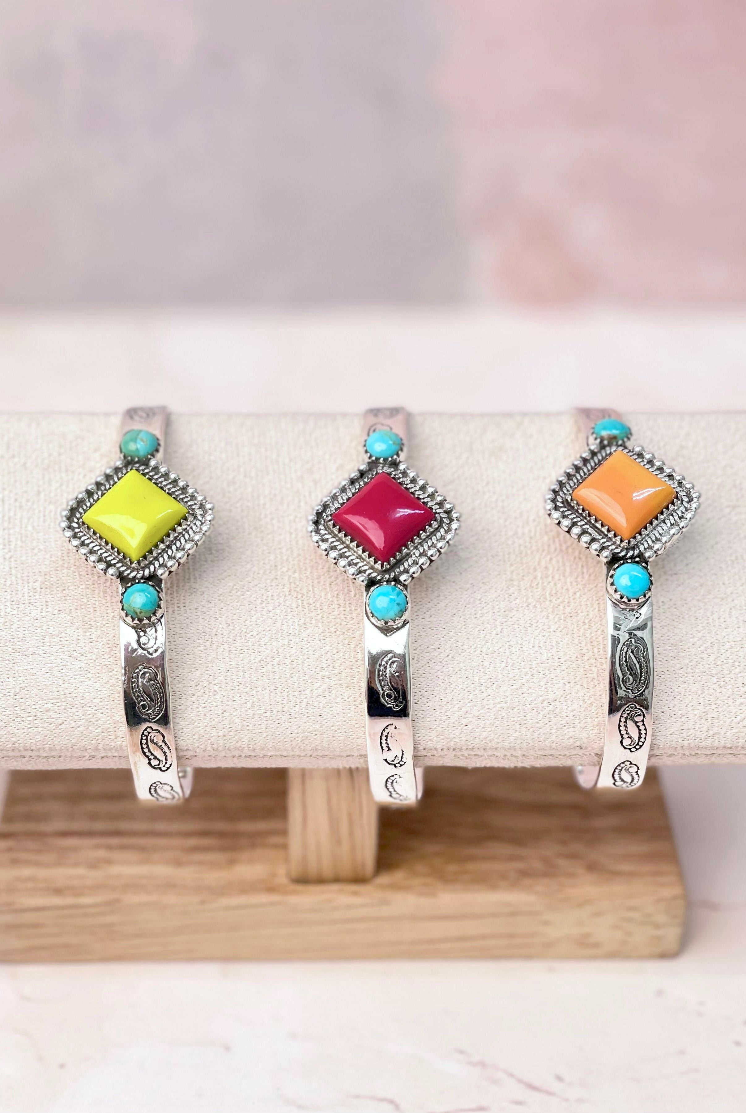 Rosarita Square Bar Turquoise Cuff-Bracelets-Krush Kandy, Women's Online Fashion Boutique Located in Phoenix, Arizona (Scottsdale Area)