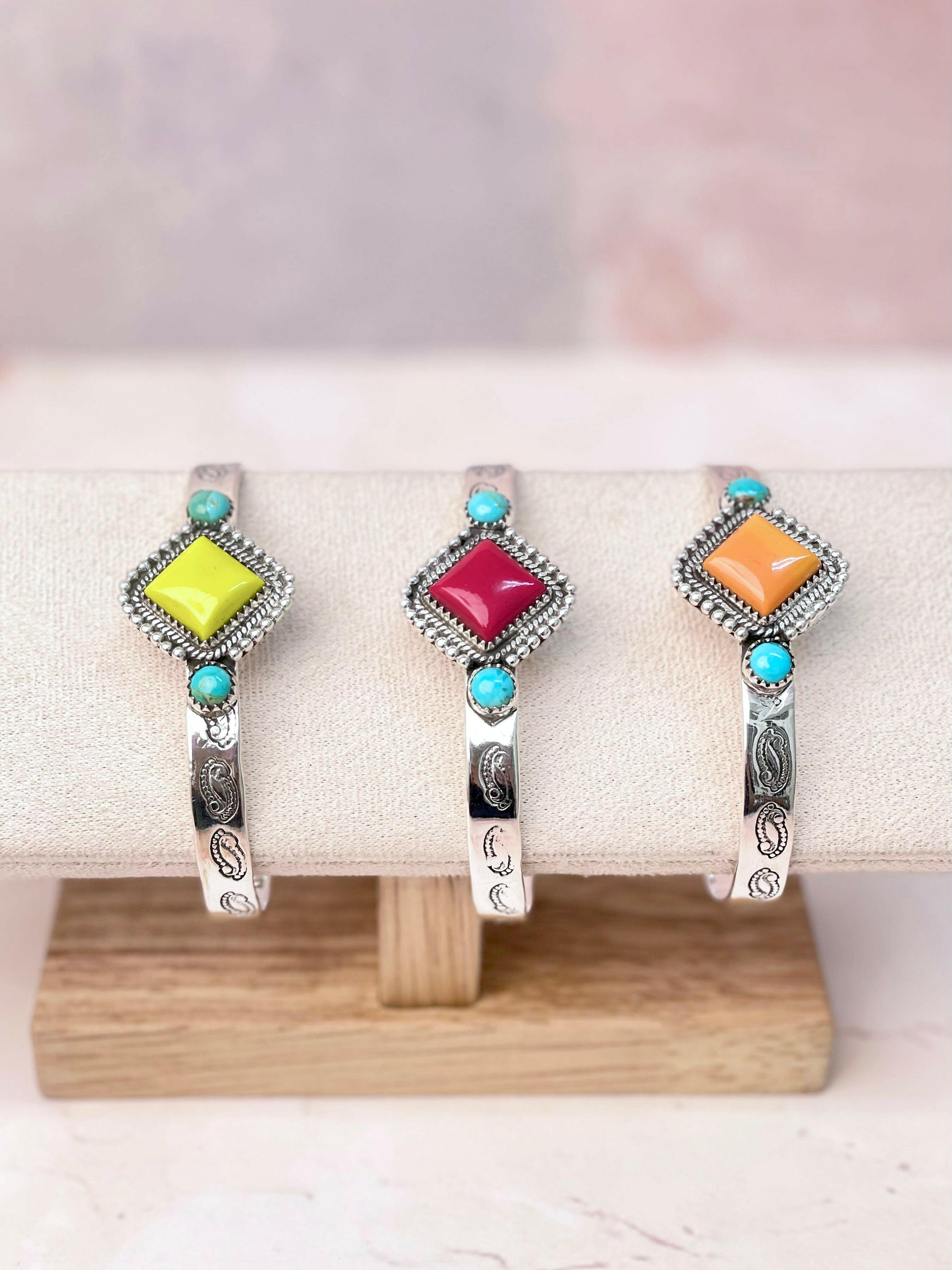 Rosarita Square Bar Turquoise Cuff-Bracelets-Krush Kandy, Women's Online Fashion Boutique Located in Phoenix, Arizona (Scottsdale Area)