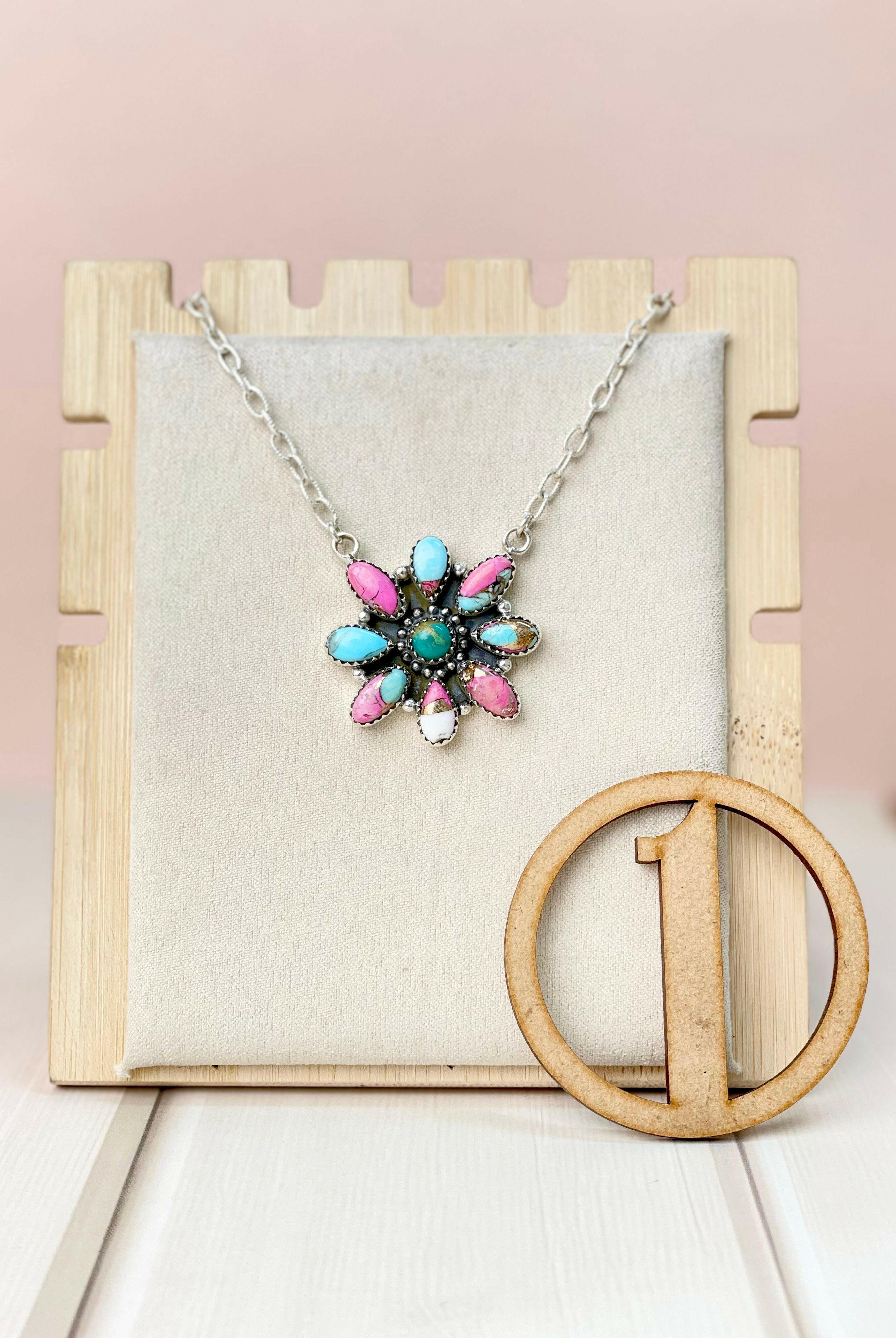 Cotton Candy Daisy Drop Necklace-Necklaces-Krush Kandy, Women's Online Fashion Boutique Located in Phoenix, Arizona (Scottsdale Area)