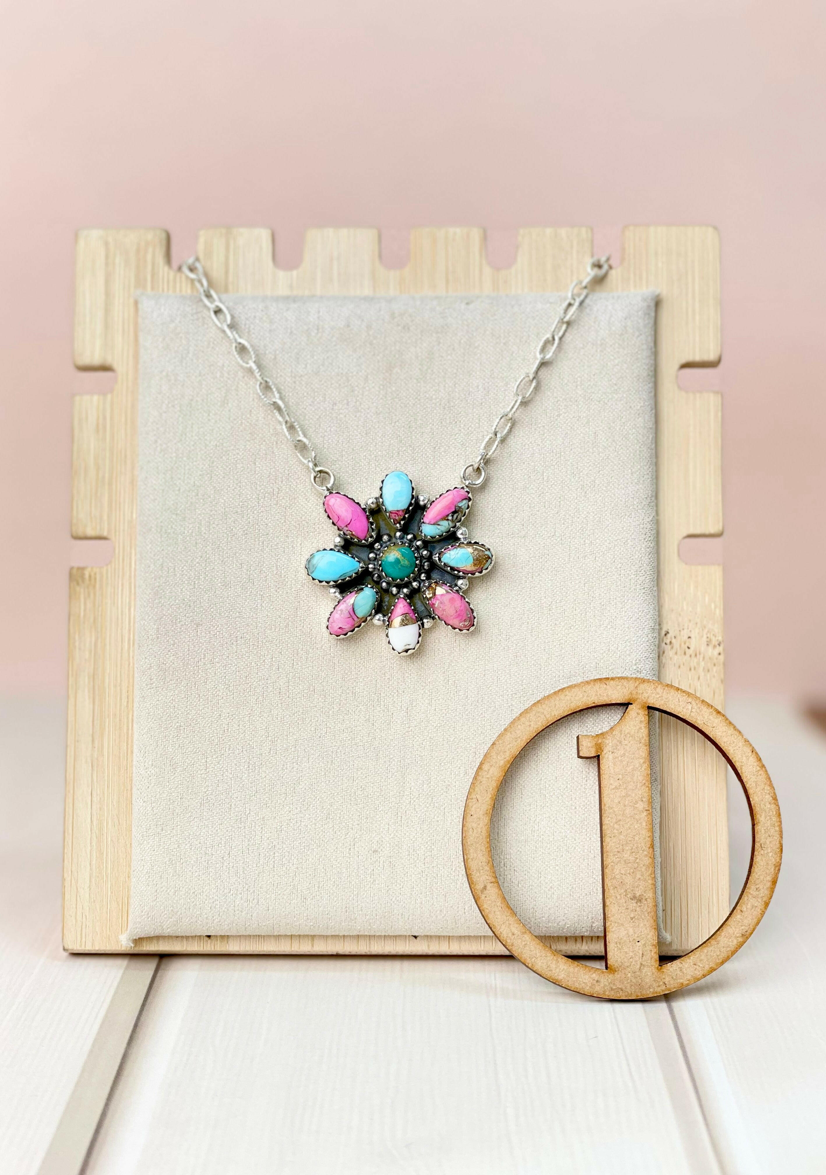 Cotton Candy Daisy Drop Necklace-Necklaces-Krush Kandy, Women's Online Fashion Boutique Located in Phoenix, Arizona (Scottsdale Area)