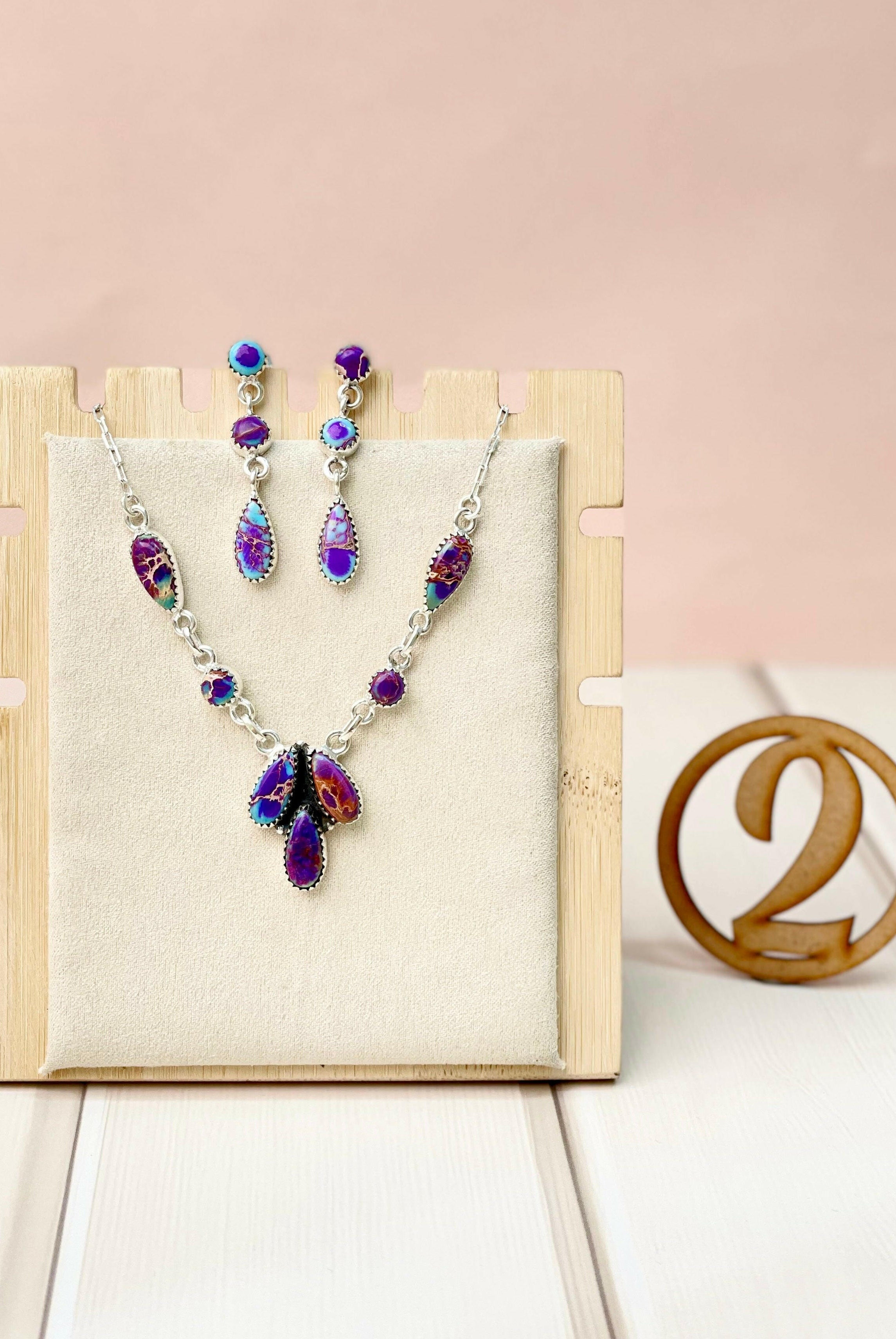 High Desert Glow Jasper Necklace and Earrings Set-Necklaces-Krush Kandy, Women's Online Fashion Boutique Located in Phoenix, Arizona (Scottsdale Area)