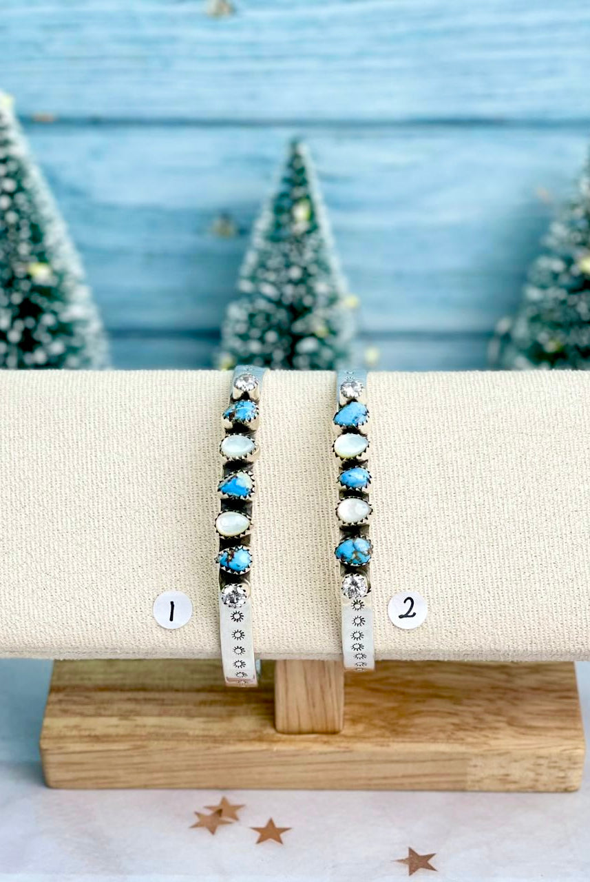 Golden Hills, White Shell & Crystal Teardrop Cuff-Bracelets-Krush Kandy, Women's Online Fashion Boutique Located in Phoenix, Arizona (Scottsdale Area)