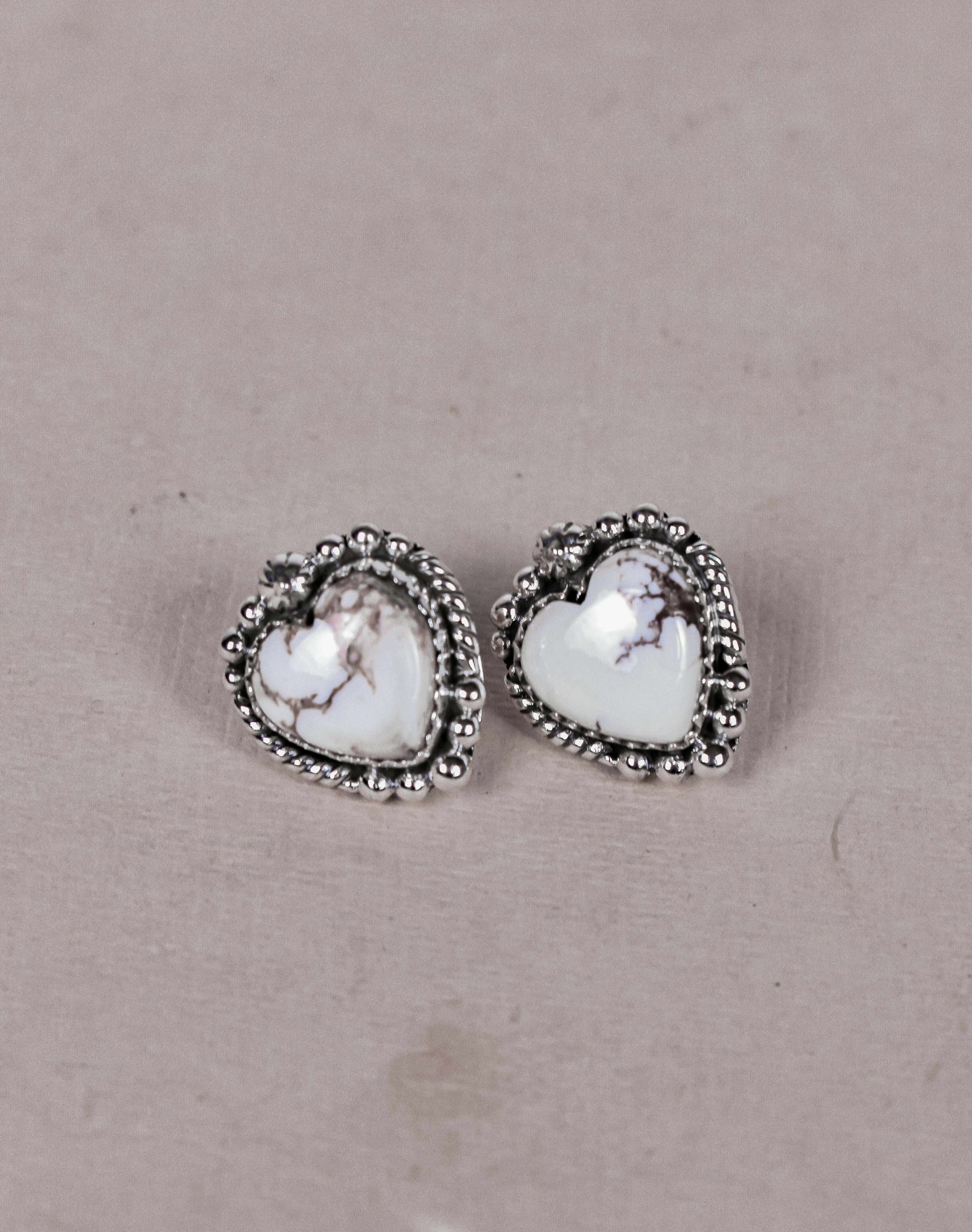 Heart Stone Earrings-Stud Earrings-Krush Kandy, Women's Online Fashion Boutique Located in Phoenix, Arizona (Scottsdale Area)