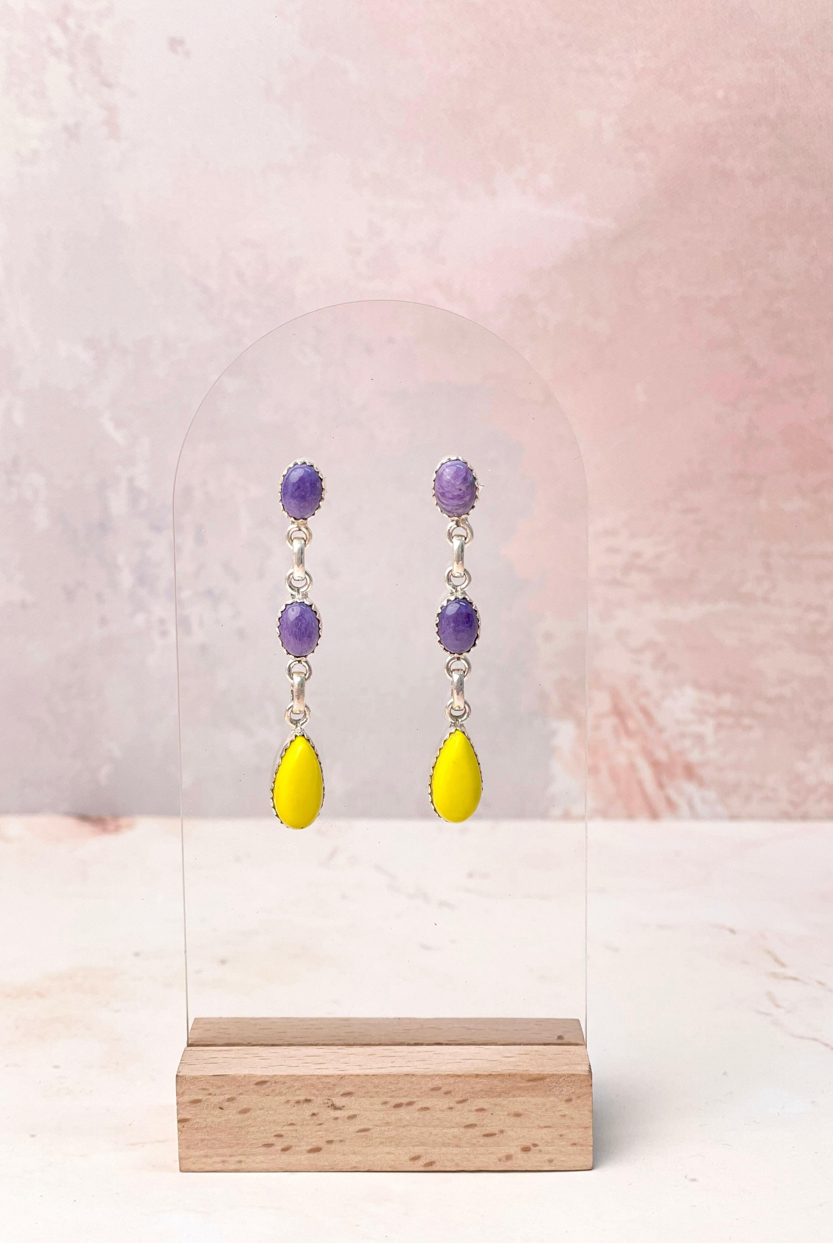 Rosarita Mixed Gem One of a Kind Earrings-Earrings-Krush Kandy, Women's Online Fashion Boutique Located in Phoenix, Arizona (Scottsdale Area)