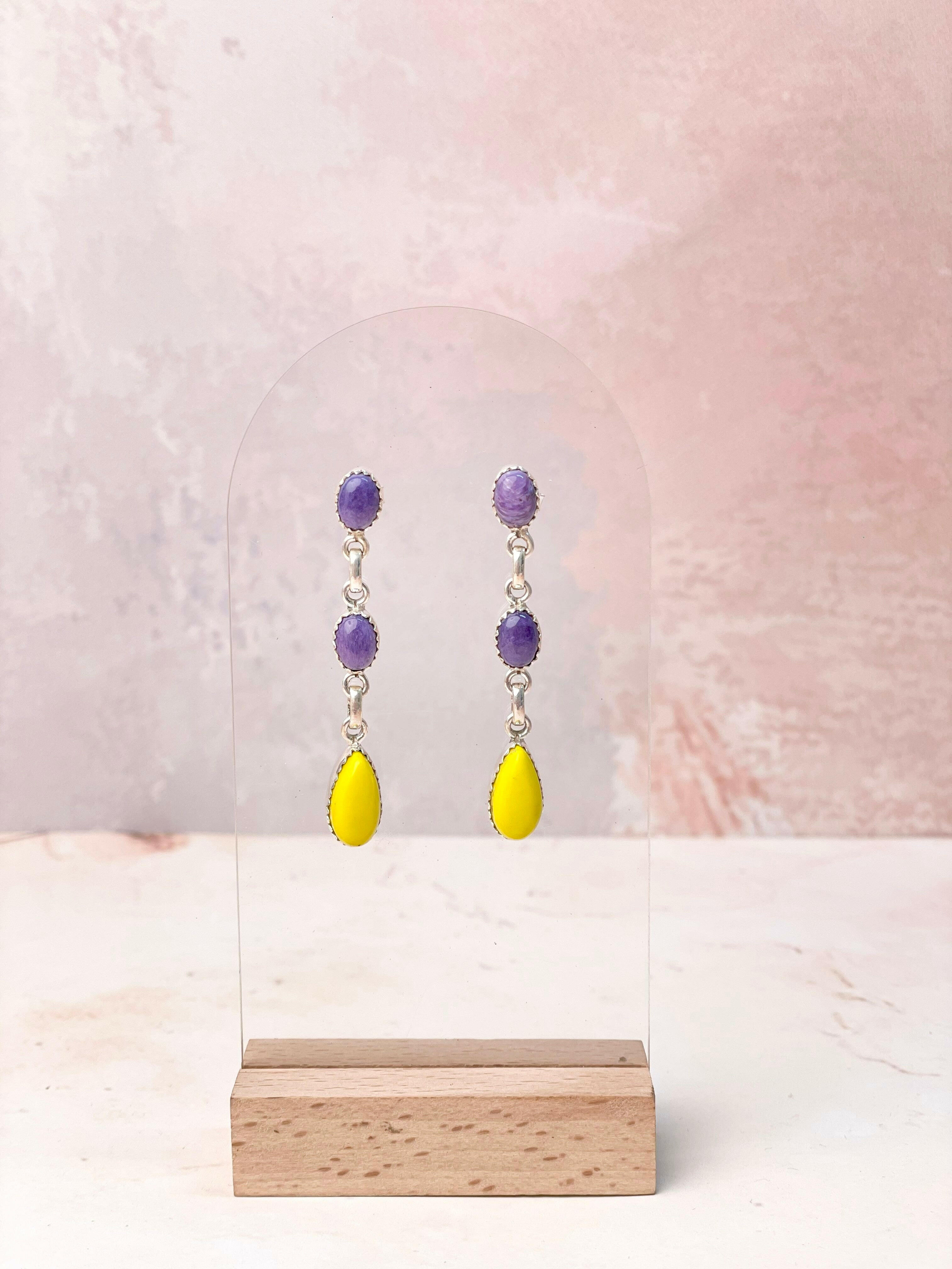 Rosarita Mixed Gem One of a Kind Earrings-Earrings-Krush Kandy, Women's Online Fashion Boutique Located in Phoenix, Arizona (Scottsdale Area)