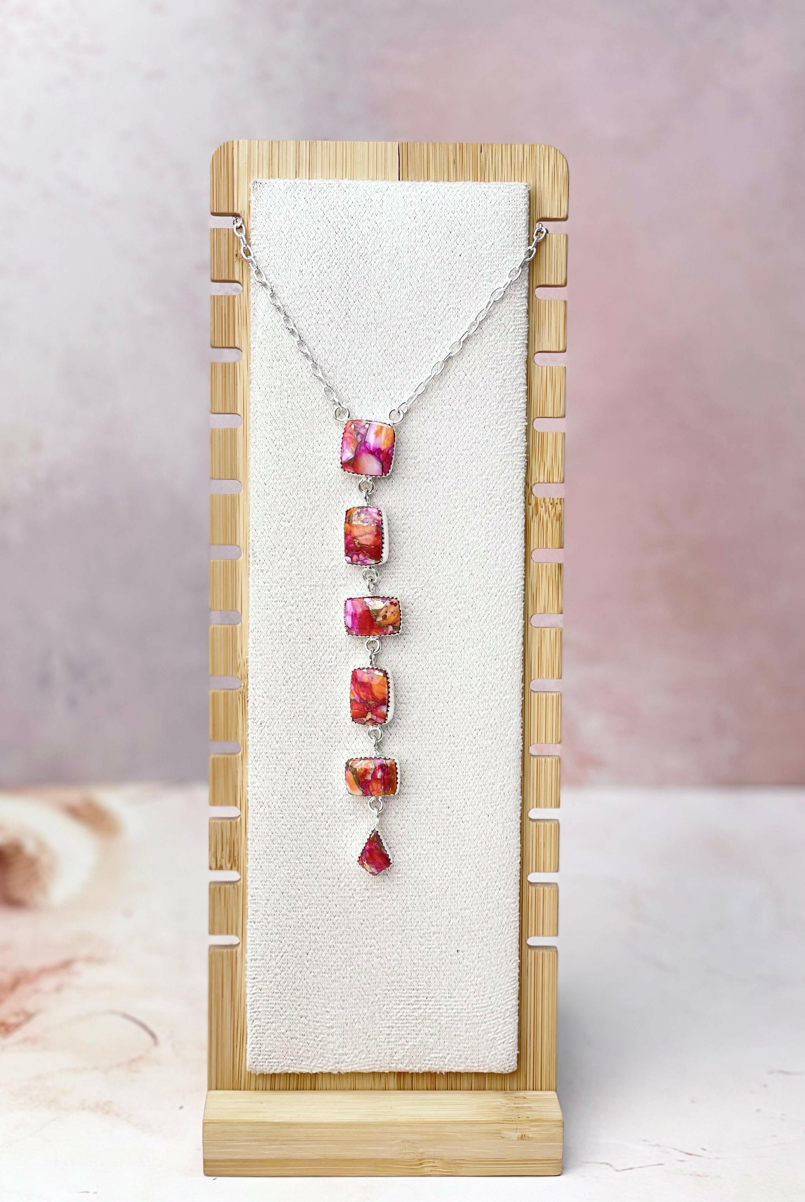 Star Burst Slab Stone Long Lariat Necklace-Necklaces-Krush Kandy, Women's Online Fashion Boutique Located in Phoenix, Arizona (Scottsdale Area)