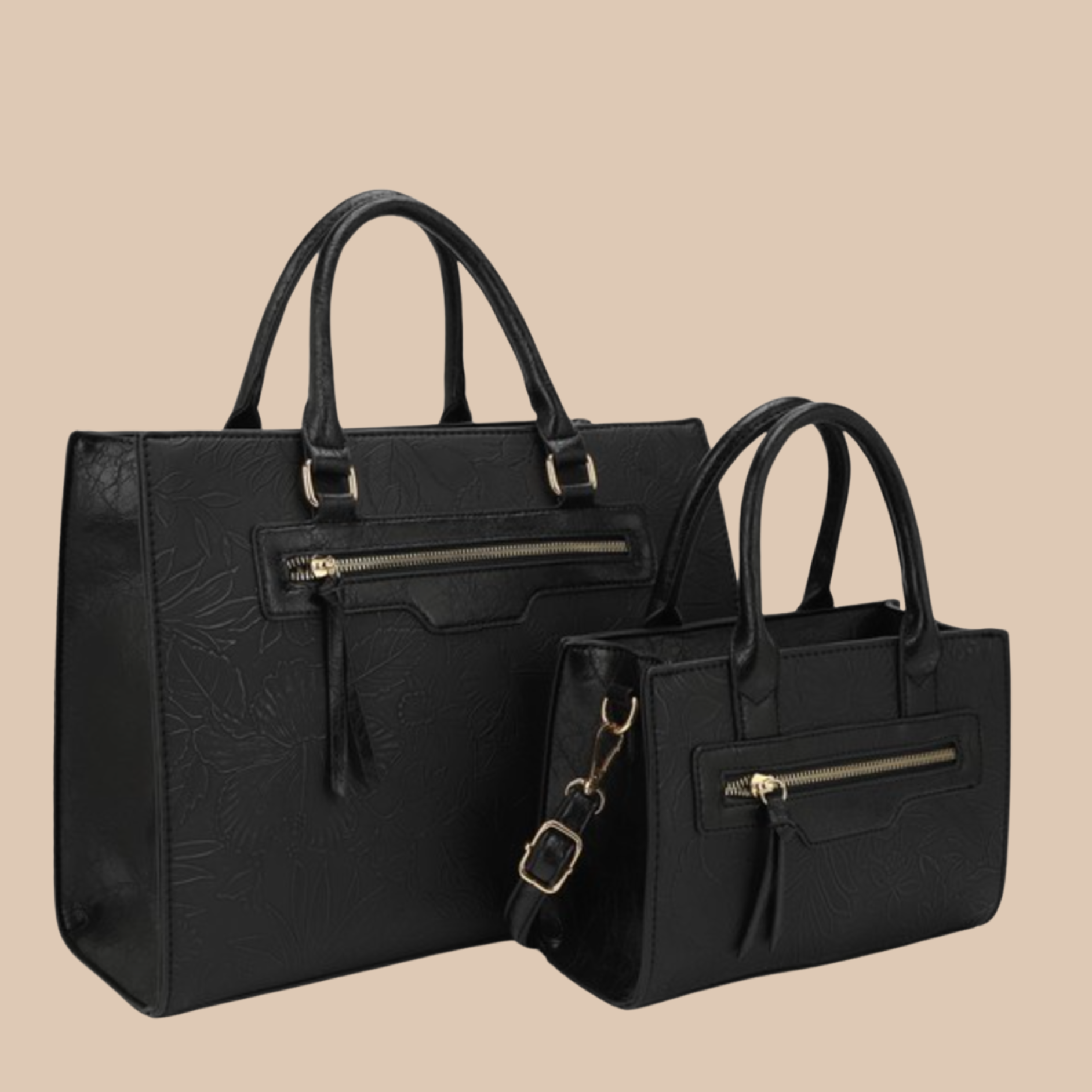 Avery 2-in-1 Floral Embossed Tote Set-Purses & Bags-Krush Kandy, Women's Online Fashion Boutique Located in Phoenix, Arizona (Scottsdale Area)
