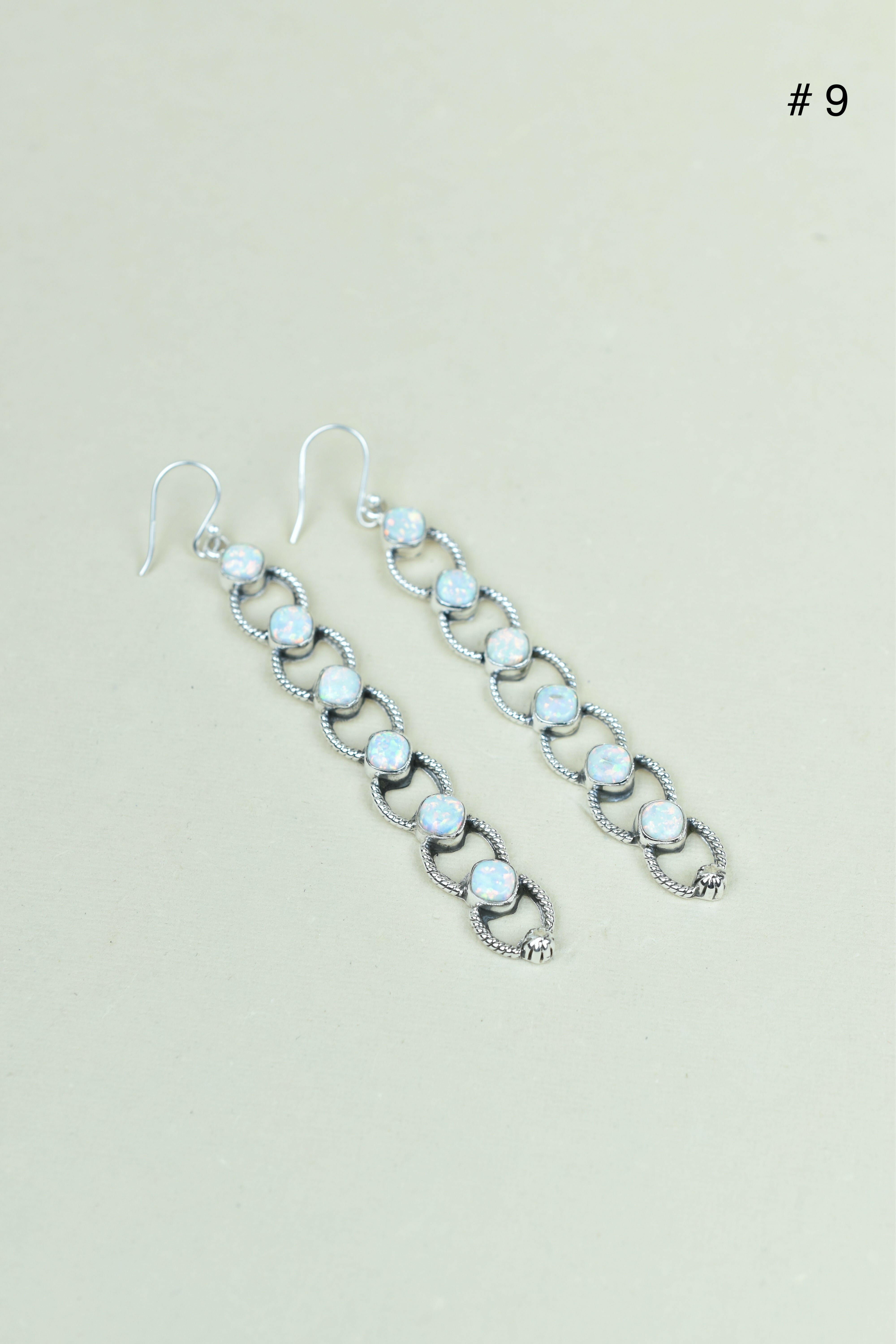 Sterling Silver Six Stone Cascading Earrings-Drop Earrings-Krush Kandy, Women's Online Fashion Boutique Located in Phoenix, Arizona (Scottsdale Area)
