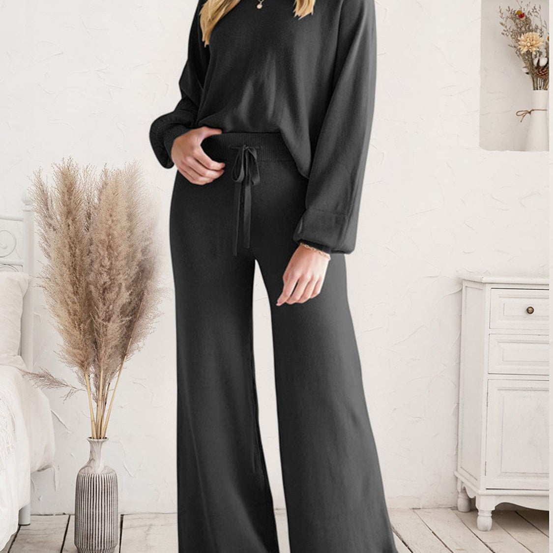 Long Sleeve Lounge Top and Drawstring Pants Set-Krush Kandy, Women's Online Fashion Boutique Located in Phoenix, Arizona (Scottsdale Area)
