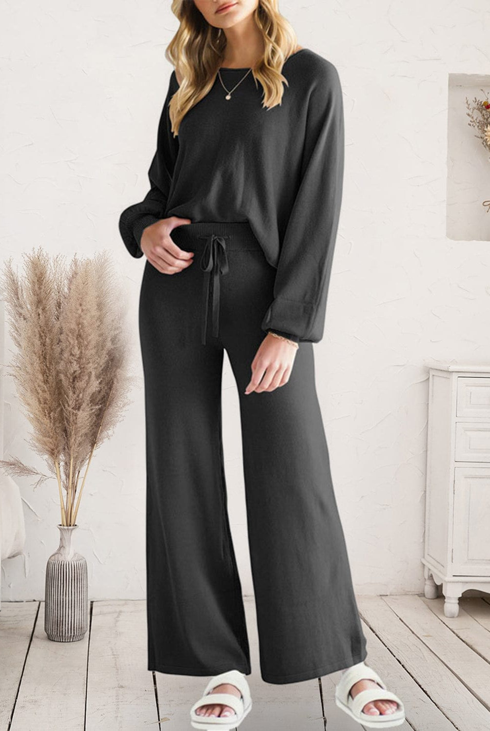 Long Sleeve Lounge Top and Drawstring Pants Set-Krush Kandy, Women's Online Fashion Boutique Located in Phoenix, Arizona (Scottsdale Area)