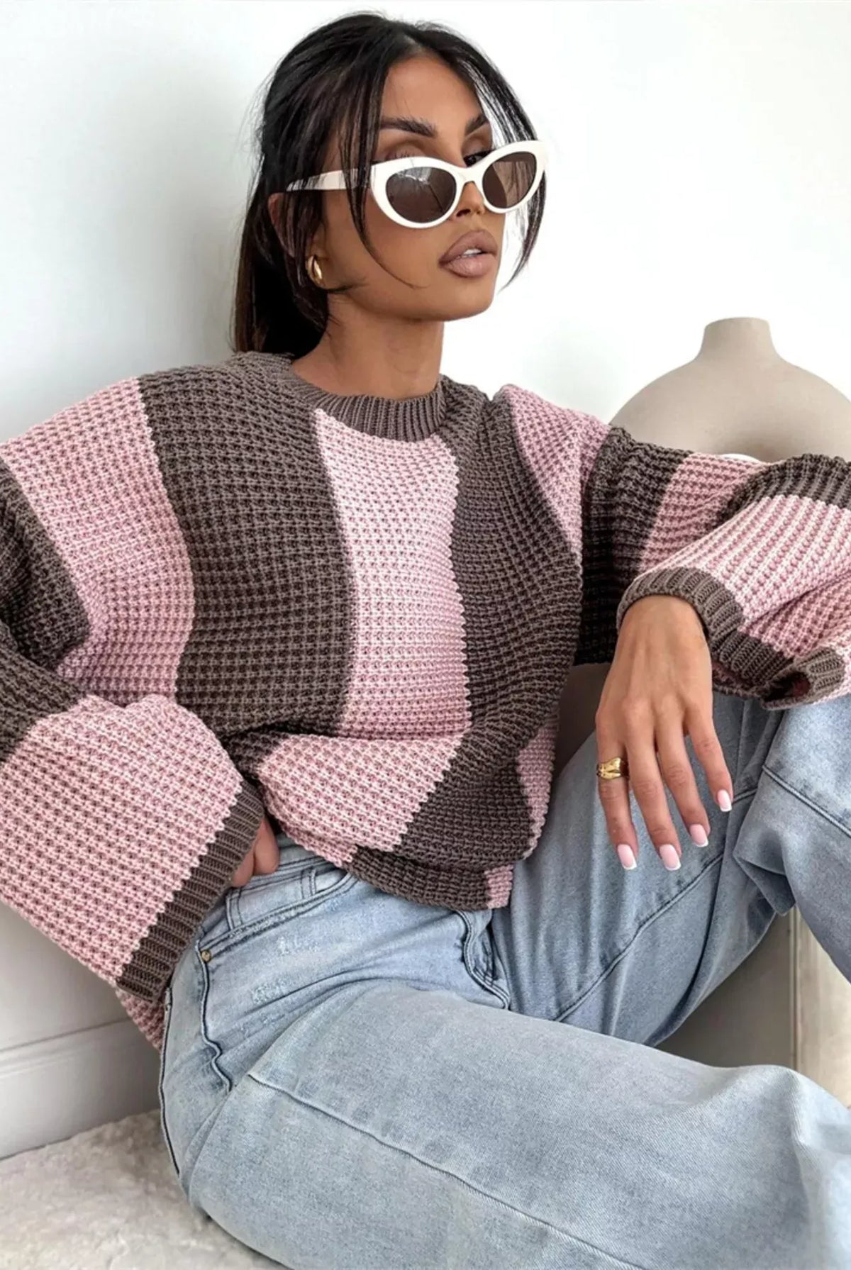 Color Block Long Sleeve Sweater-Sweater-Krush Kandy, Women's Online Fashion Boutique Located in Phoenix, Arizona (Scottsdale Area)