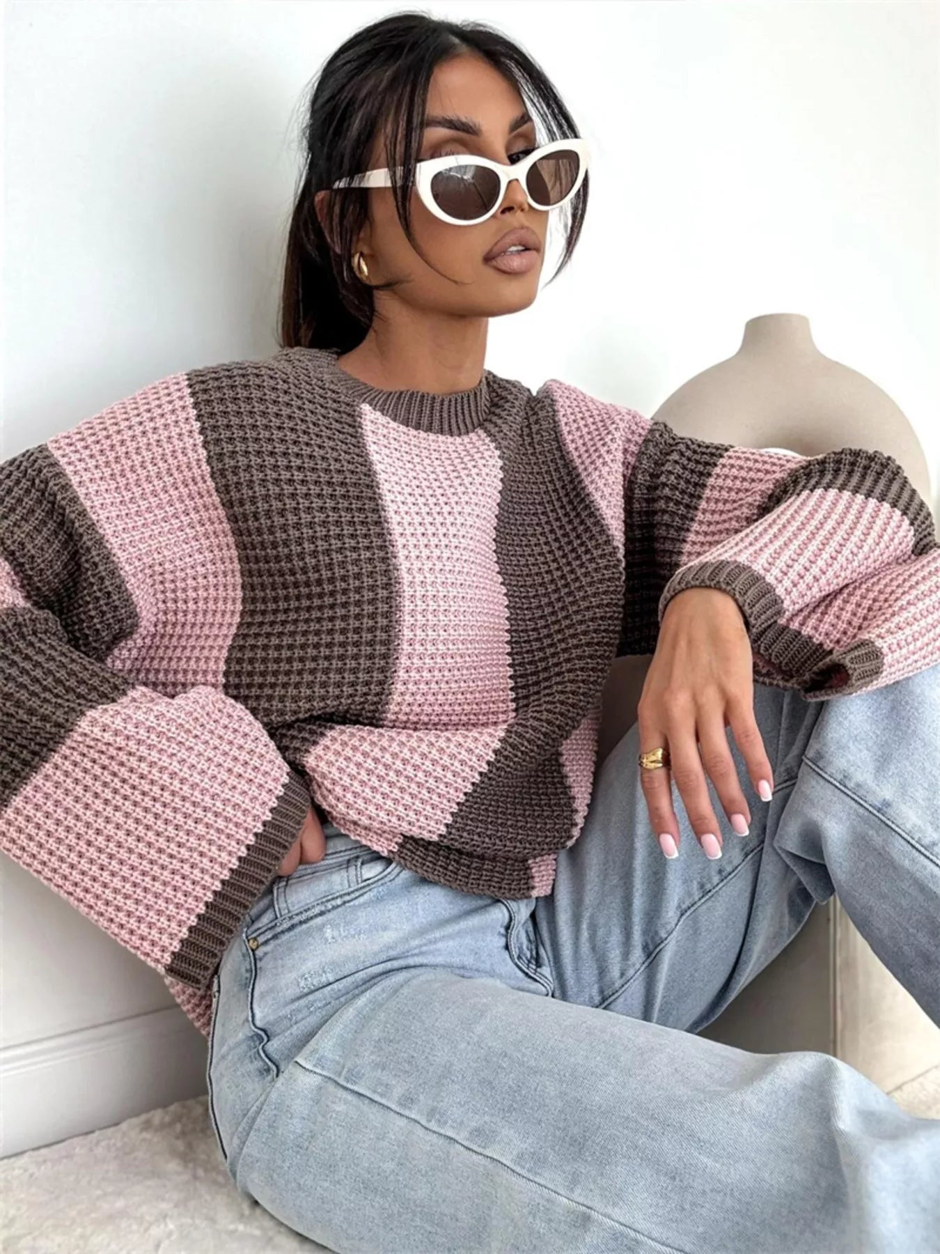 Color Block Long Sleeve Sweater-Sweater-Krush Kandy, Women's Online Fashion Boutique Located in Phoenix, Arizona (Scottsdale Area)