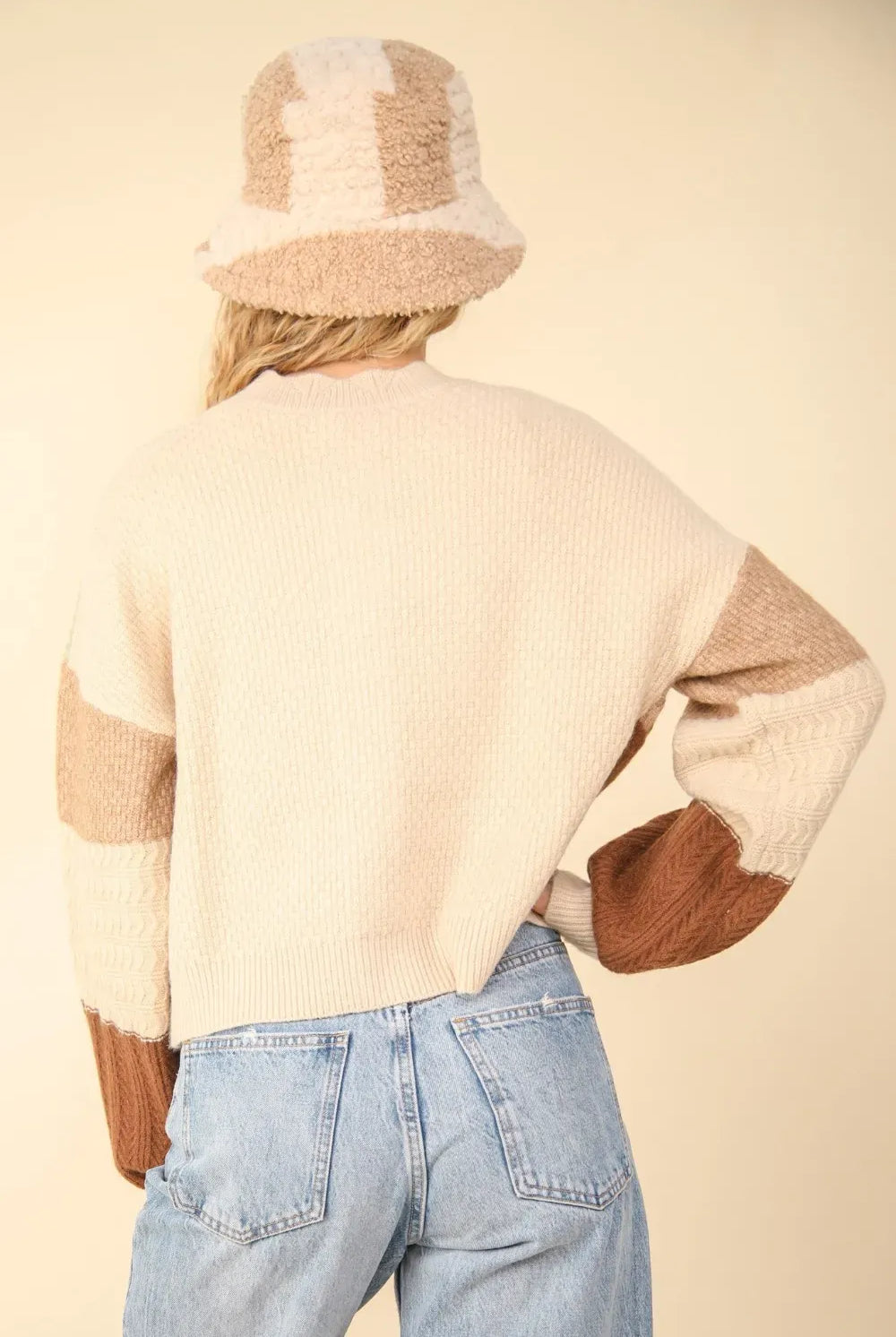 VERY J Color Block Button Down Textured Sweater Cardigan-Cardigans-Krush Kandy, Women's Online Fashion Boutique Located in Phoenix, Arizona (Scottsdale Area)