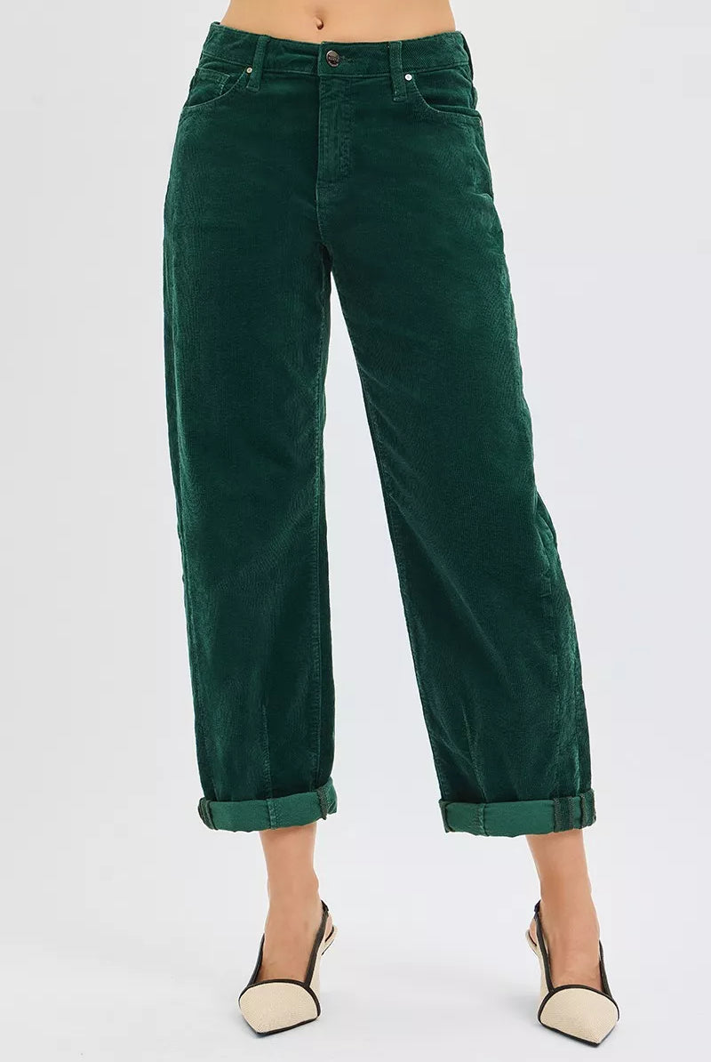 RISEN High Rise Crop Barrel Cordurory Pants-pants-Krush Kandy, Women's Online Fashion Boutique Located in Phoenix, Arizona (Scottsdale Area)