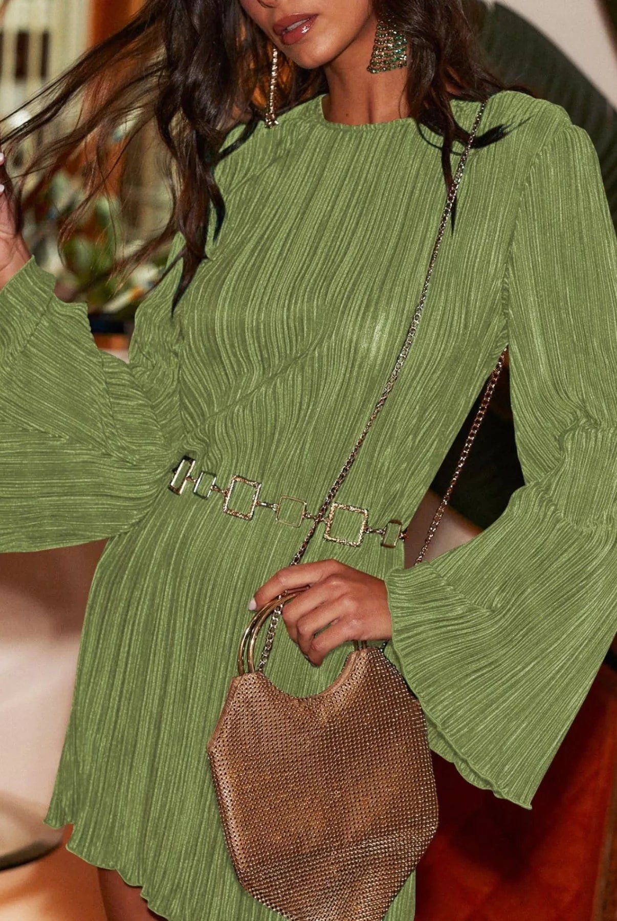 Cutout Back Flare Sleeve Dress-Dresses-Krush Kandy, Women's Online Fashion Boutique Located in Phoenix, Arizona (Scottsdale Area)