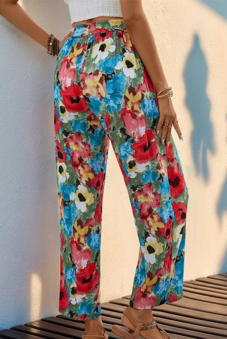 Perfee Tied Printed Wide Leg Pants-pants-Krush Kandy, Women's Online Fashion Boutique Located in Phoenix, Arizona (Scottsdale Area)