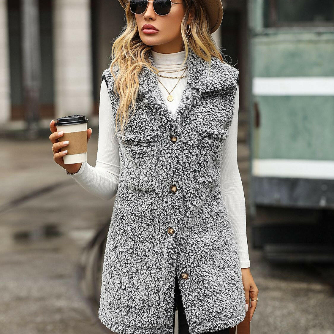 Full Size Button Down Collared Neck Vest-Krush Kandy, Women's Online Fashion Boutique Located in Phoenix, Arizona (Scottsdale Area)