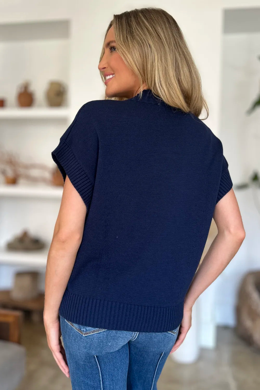 Double Take Full Size Mock Neck Short Sleeve Sweater-Krush Kandy, Women's Online Fashion Boutique Located in Phoenix, Arizona (Scottsdale Area)