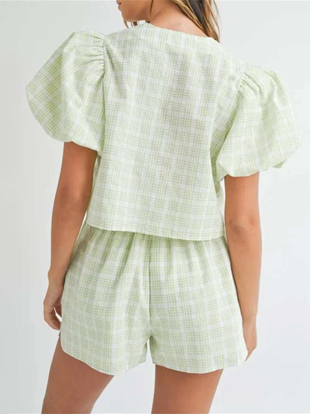V-Neck Puff Sleeve Top and Shorts Set-Krush Kandy, Women's Online Fashion Boutique Located in Phoenix, Arizona (Scottsdale Area)