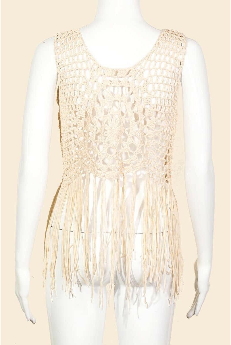 Floral Fringe One Piece Cover Up-Tops-Krush Kandy, Women's Online Fashion Boutique Located in Phoenix, Arizona (Scottsdale Area)