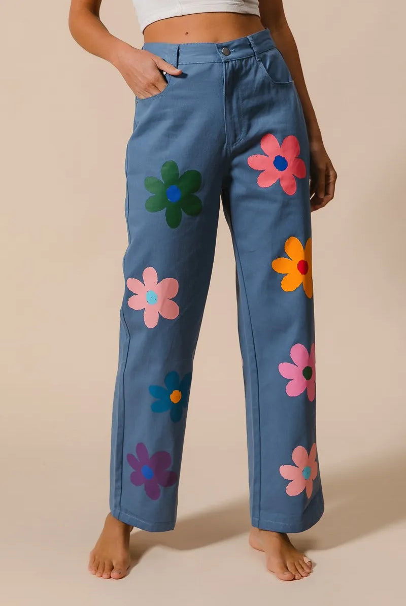 BiBi Floral Print Straight Leg Pants-PANTS-Krush Kandy, Women's Online Fashion Boutique Located in Phoenix, Arizona (Scottsdale Area)