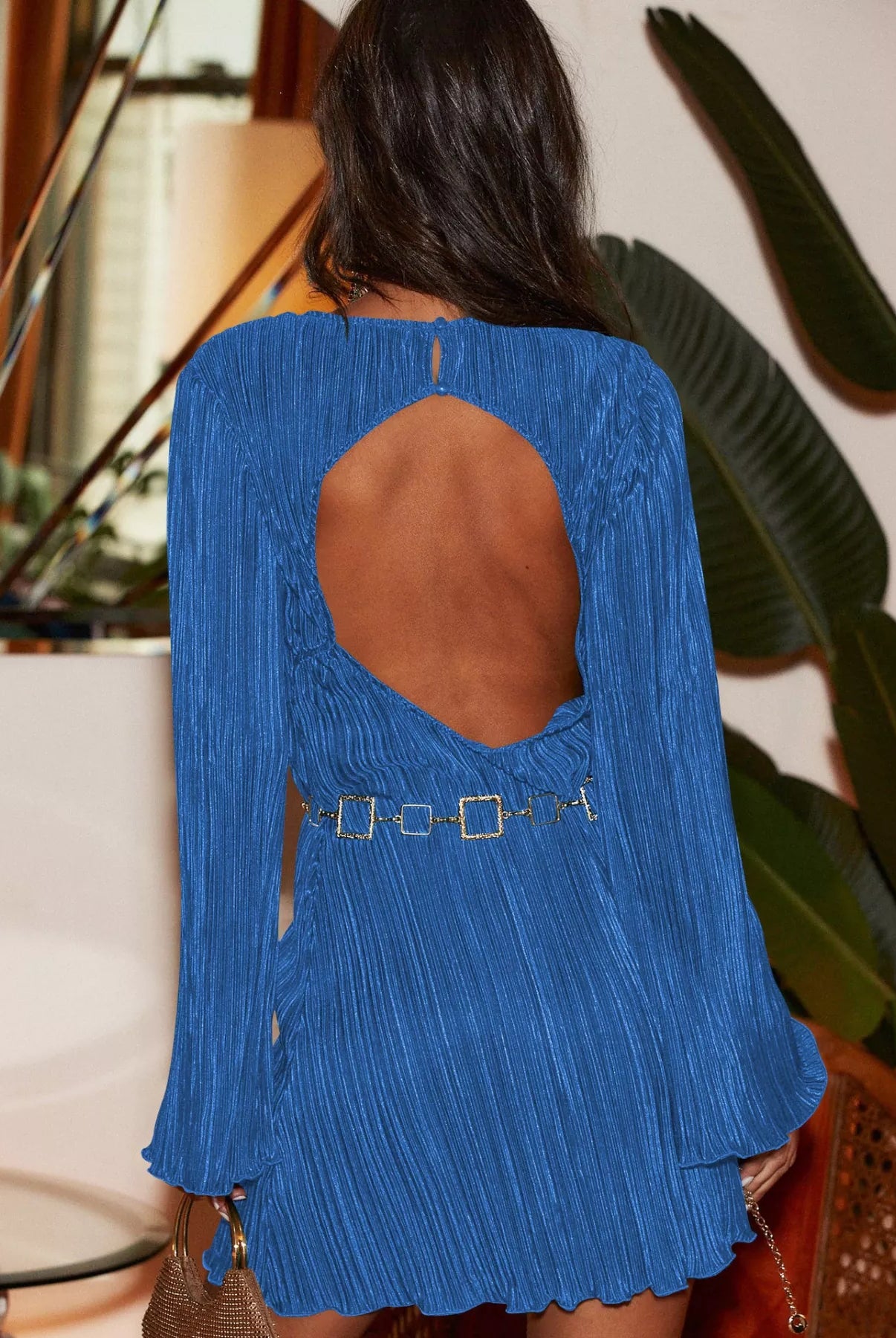 Cutout Back Flare Sleeve Dress-Dresses-Krush Kandy, Women's Online Fashion Boutique Located in Phoenix, Arizona (Scottsdale Area)