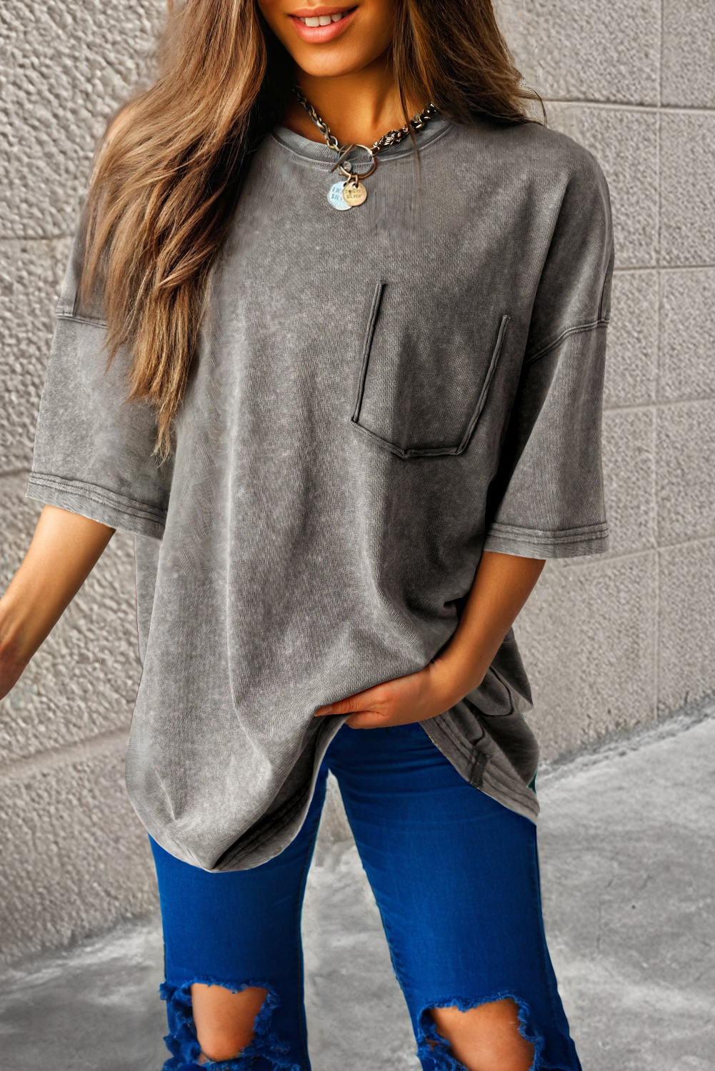 Vintage Wash Pocket Tee-Tops-Krush Kandy, Women's Online Fashion Boutique Located in Phoenix, Arizona (Scottsdale Area)