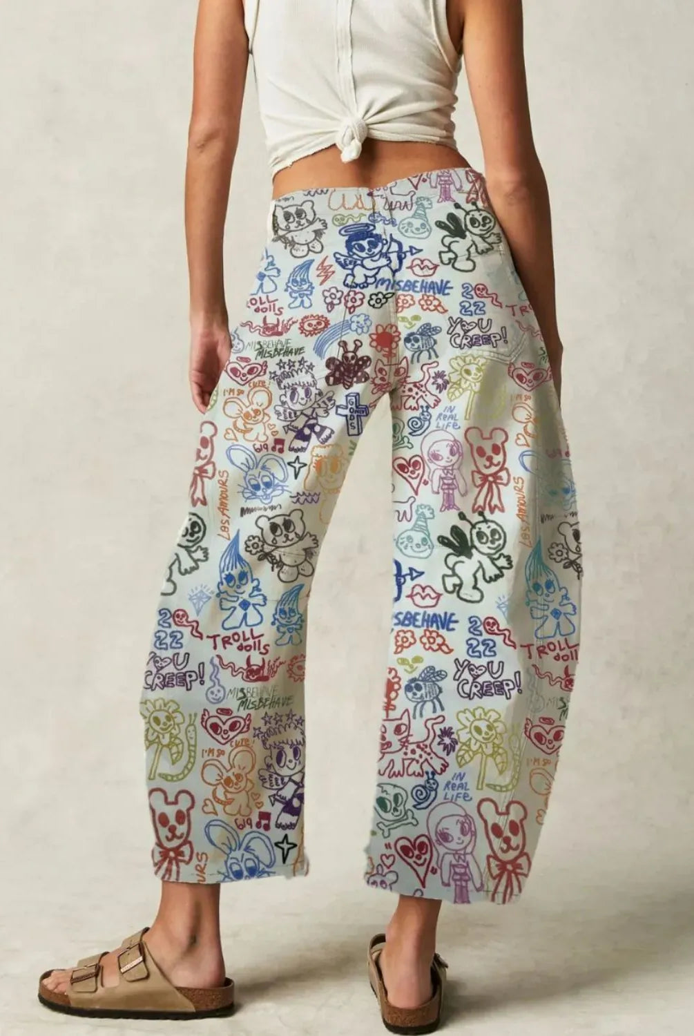 Printed Wide Leg Jeans-Denim-Krush Kandy, Women's Online Fashion Boutique Located in Phoenix, Arizona (Scottsdale Area)