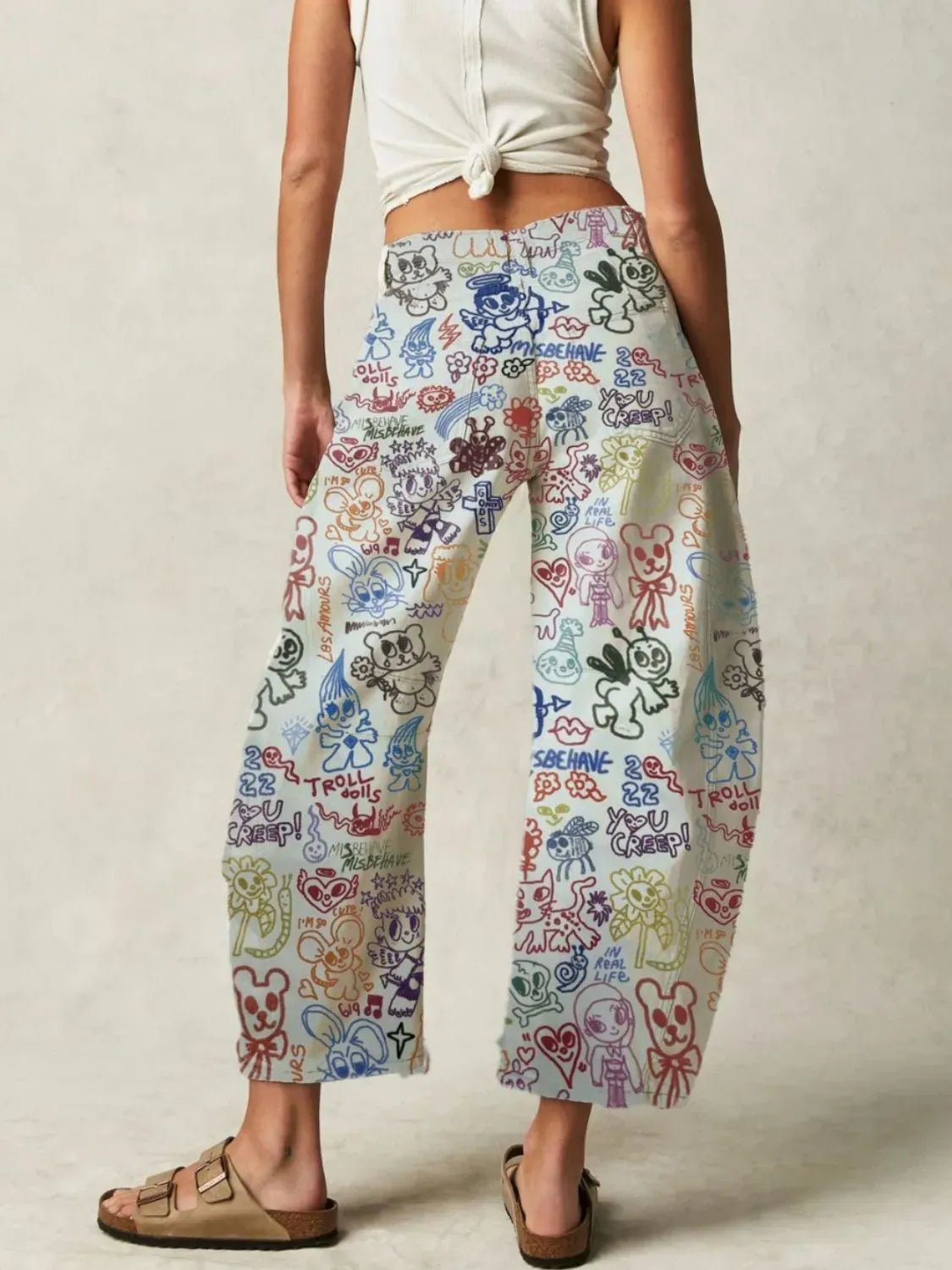 Printed Wide Leg Jeans-Denim-Krush Kandy, Women's Online Fashion Boutique Located in Phoenix, Arizona (Scottsdale Area)
