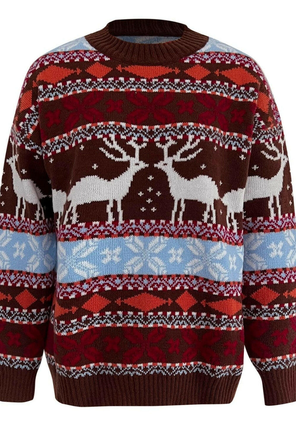 Geometric Round Neck Dropped Shoulder Sweater-Sweaters-Krush Kandy, Women's Online Fashion Boutique Located in Phoenix, Arizona (Scottsdale Area)