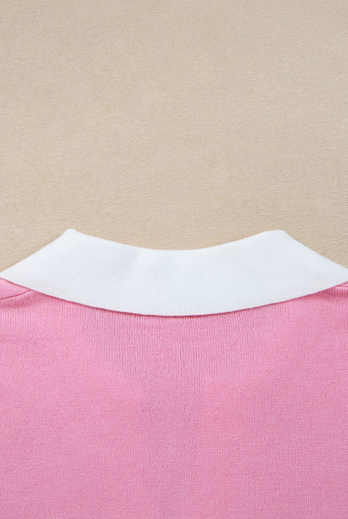 Contrasting Polo Collar Color Block Knit Drop Shoulder Sweater-Sweater-Krush Kandy, Women's Online Fashion Boutique Located in Phoenix, Arizona (Scottsdale Area)