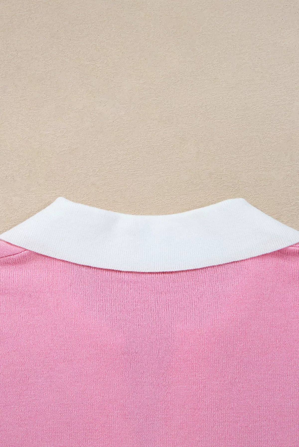 Contrasting Polo Collar Color Block Knit Drop Shoulder Sweater-Sweater-Krush Kandy, Women's Online Fashion Boutique Located in Phoenix, Arizona (Scottsdale Area)