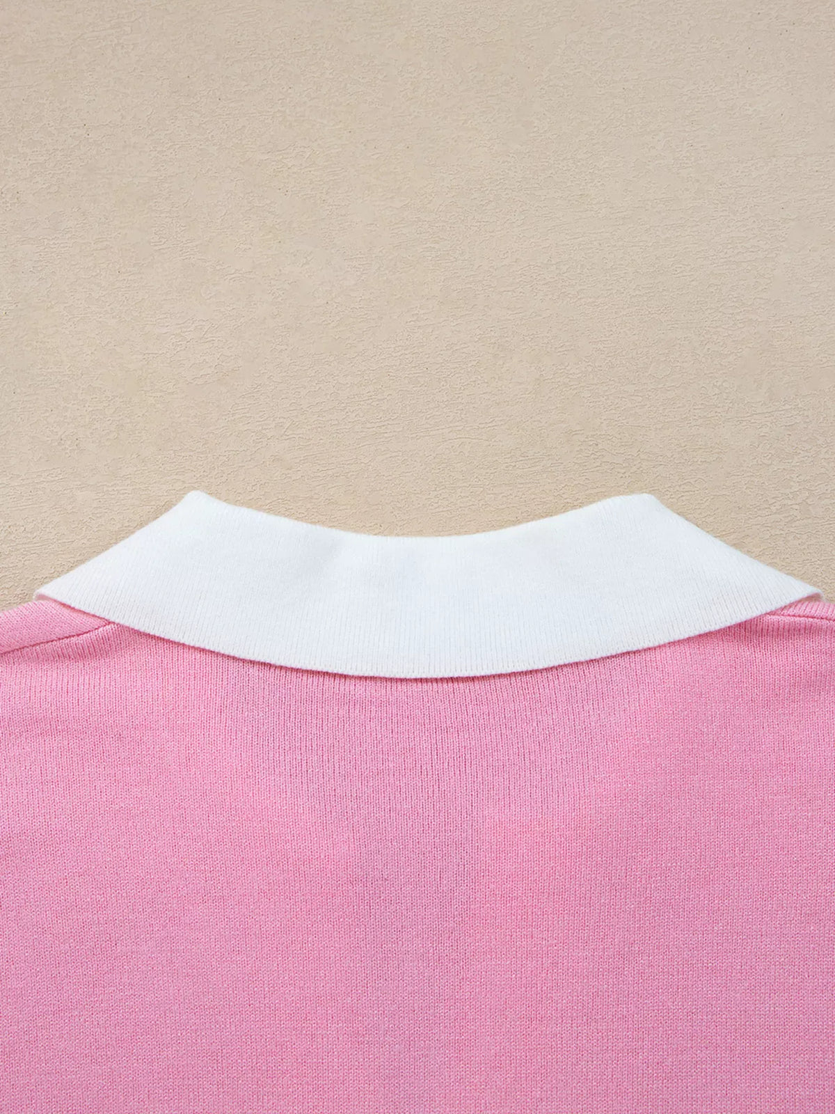 Contrasting Polo Collar Color Block Knit Drop Shoulder Sweater-Sweater-Krush Kandy, Women's Online Fashion Boutique Located in Phoenix, Arizona (Scottsdale Area)