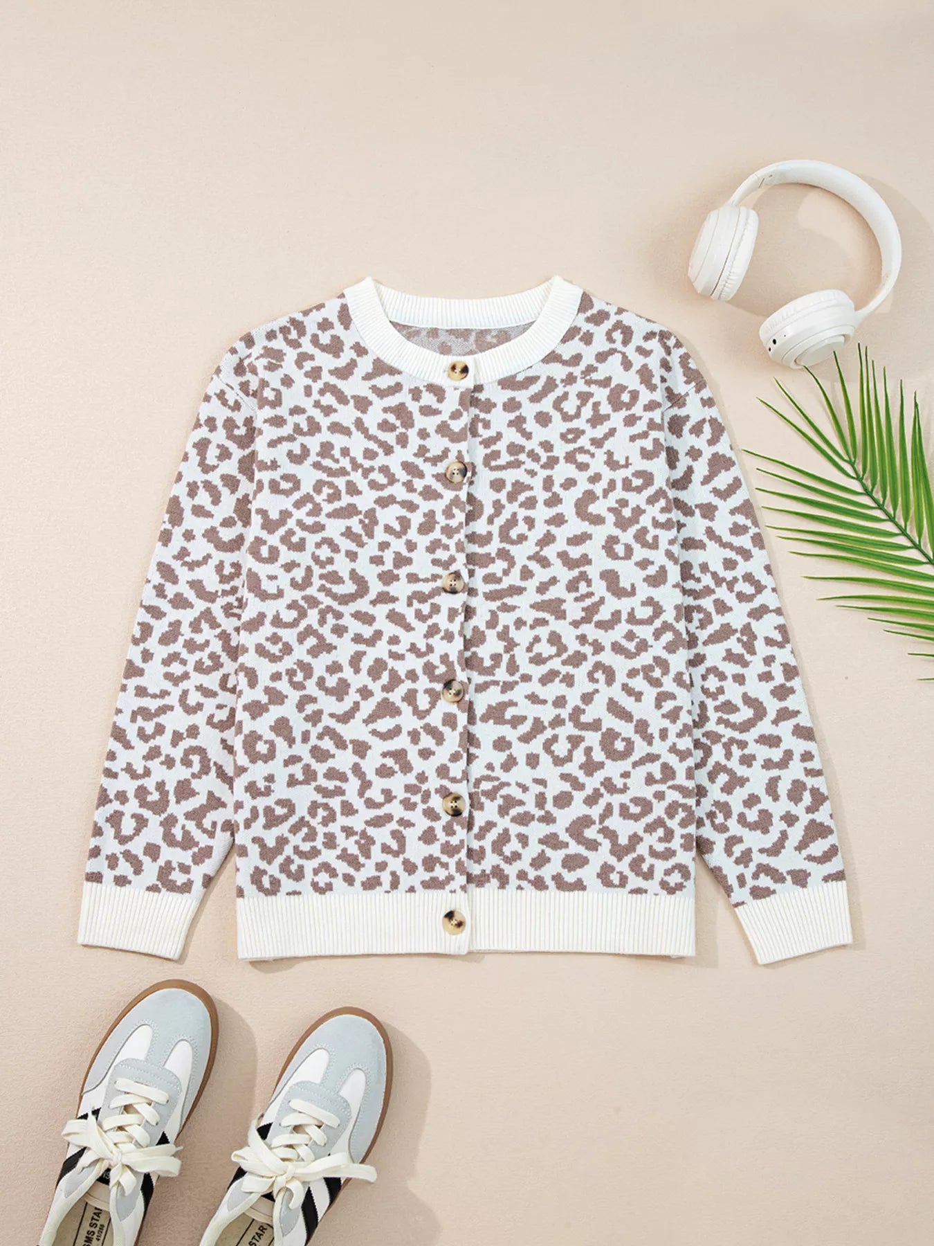 Leopard Drop Shoulder Chunky Knitted Cardigan-Sweater-Krush Kandy, Women's Online Fashion Boutique Located in Phoenix, Arizona (Scottsdale Area)