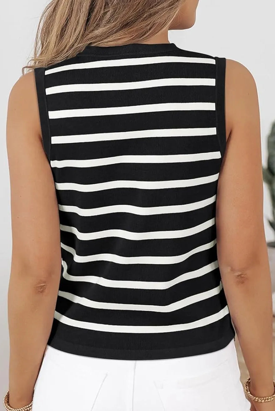 Striped V-Neck Knit Vest-Krush Kandy, Women's Online Fashion Boutique Located in Phoenix, Arizona (Scottsdale Area)