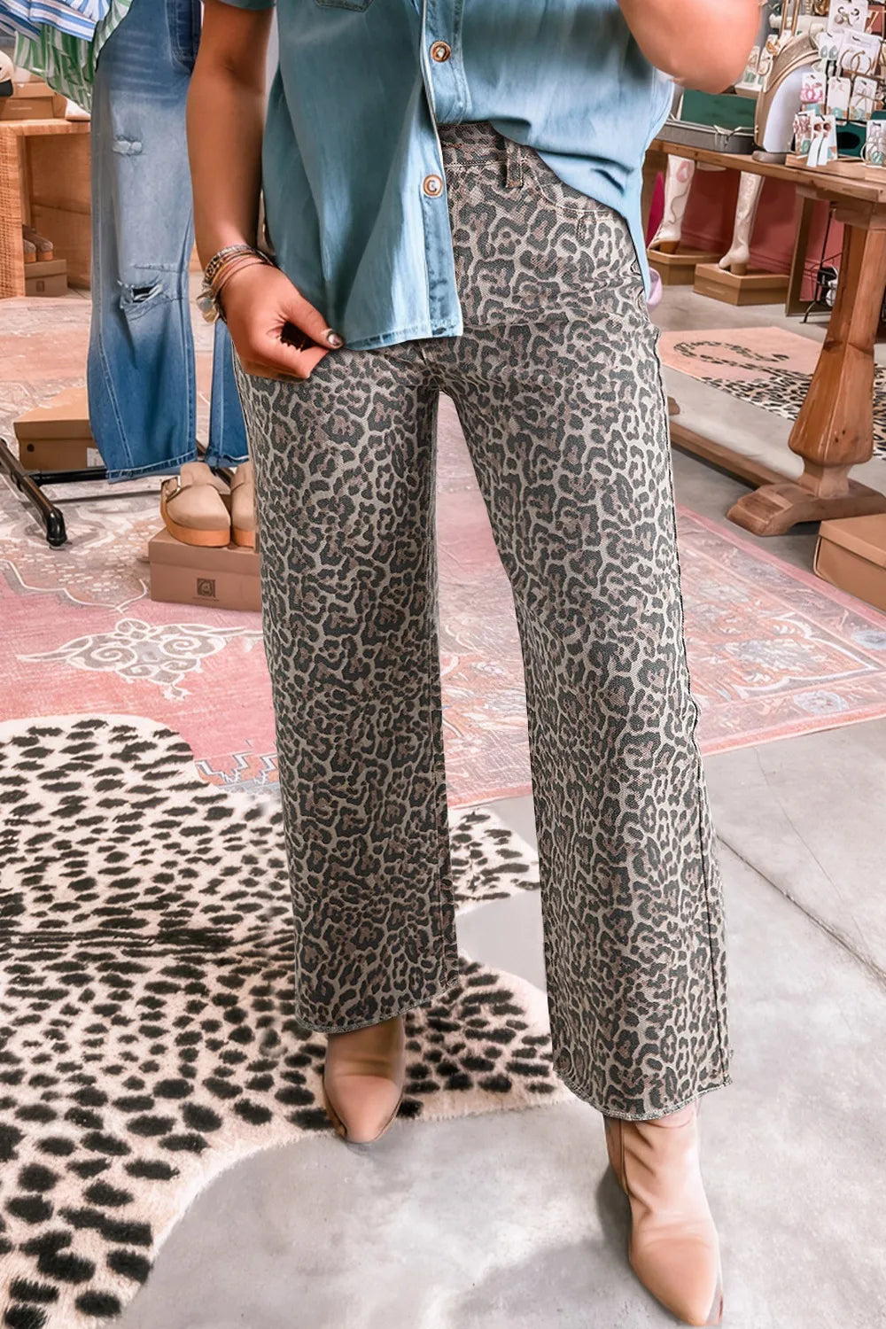 Fierce & Flared Leopard Denim Jeans-Jeans-Krush Kandy, Women's Online Fashion Boutique Located in Phoenix, Arizona (Scottsdale Area)