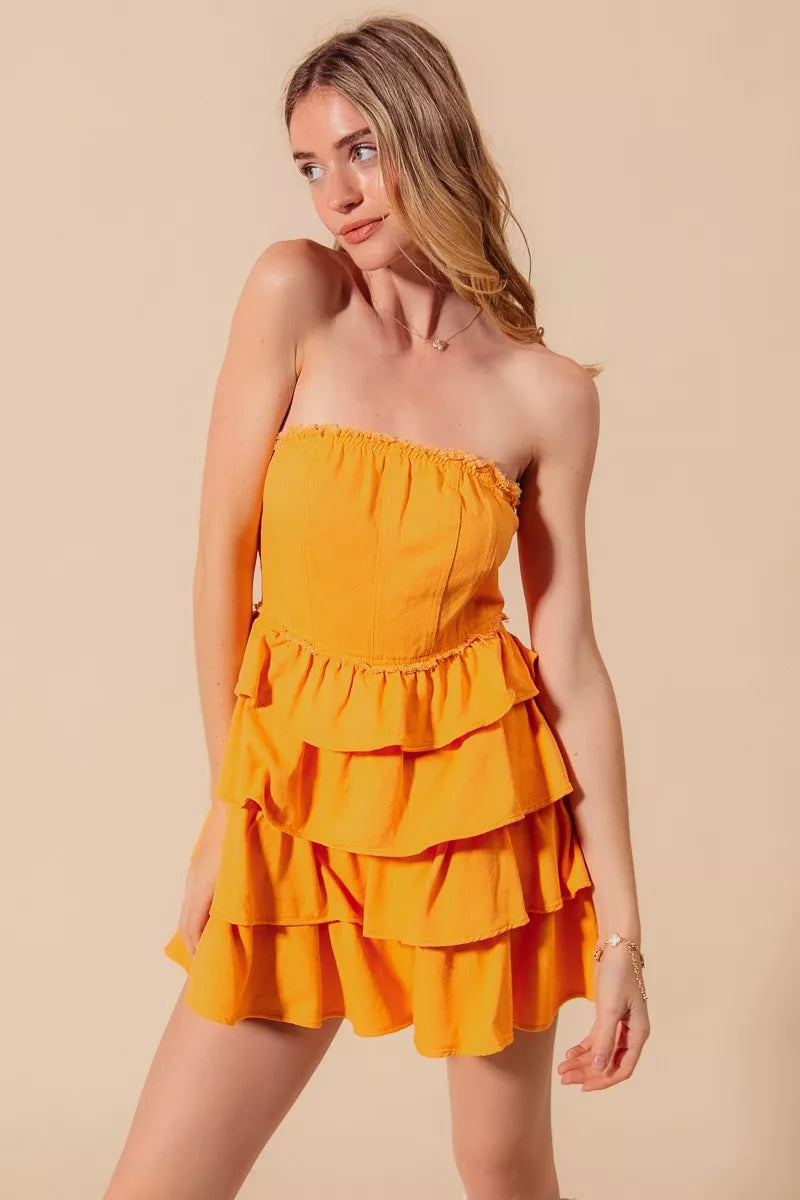 SO ME Strapless Ruffle Layered Game Day Cheer Up Dress-Krush Kandy, Women's Online Fashion Boutique Located in Phoenix, Arizona (Scottsdale Area)