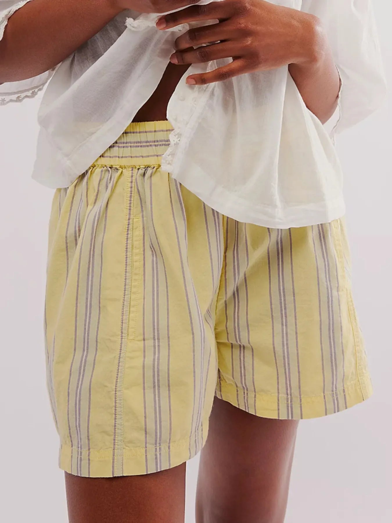 Striped High-Waist Linen Blend Summer Shorts-Shorts-Krush Kandy, Women's Online Fashion Boutique Located in Phoenix, Arizona (Scottsdale Area)