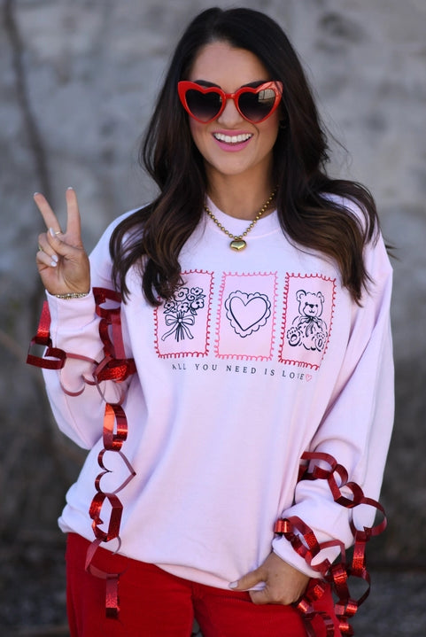 Stitched Heart Valentine Sweatshirt-Graphic Tees-Krush Kandy, Women's Online Fashion Boutique Located in Phoenix, Arizona (Scottsdale Area)