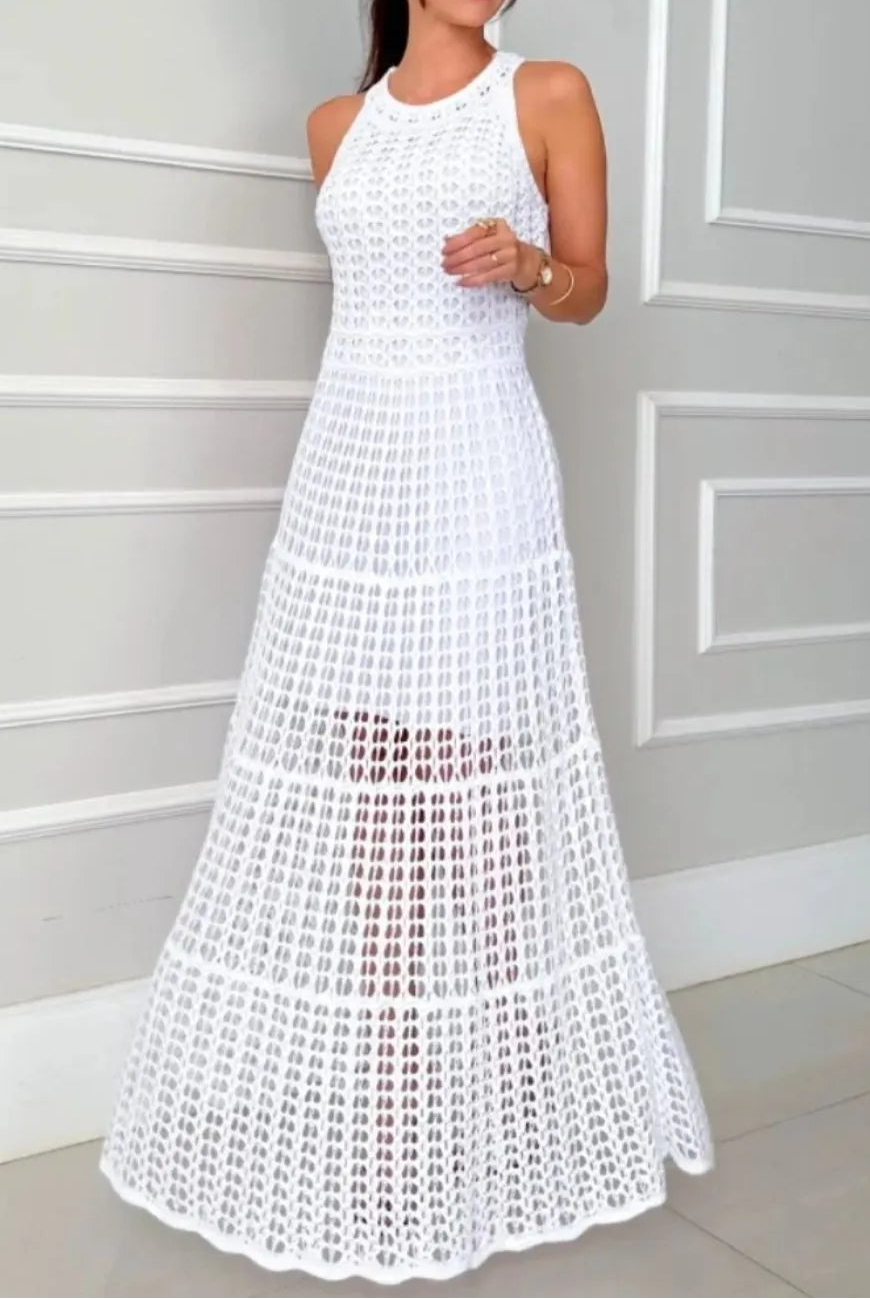 Hollowed-Out Sleeveless Maxi Dress-Dresses-Krush Kandy, Women's Online Fashion Boutique Located in Phoenix, Arizona (Scottsdale Area)