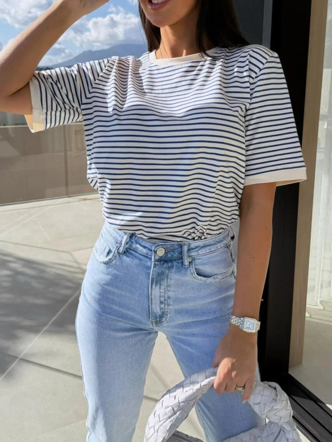 Striped Casual Tee-Tops-Krush Kandy, Women's Online Fashion Boutique Located in Phoenix, Arizona (Scottsdale Area)